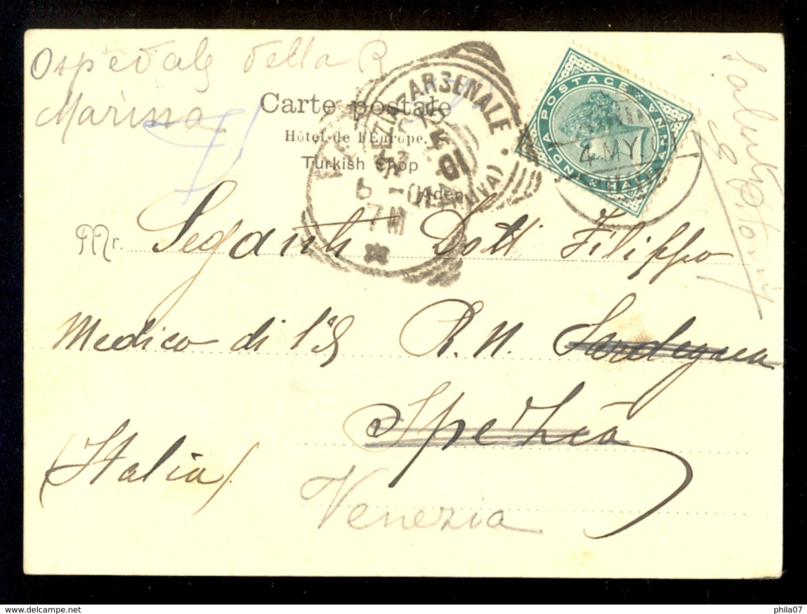 No I Tanks / Year 1901 / Nice India Postage Stamp / Nice Cancels / Postcard Circulated, 2 Scans - Yémen