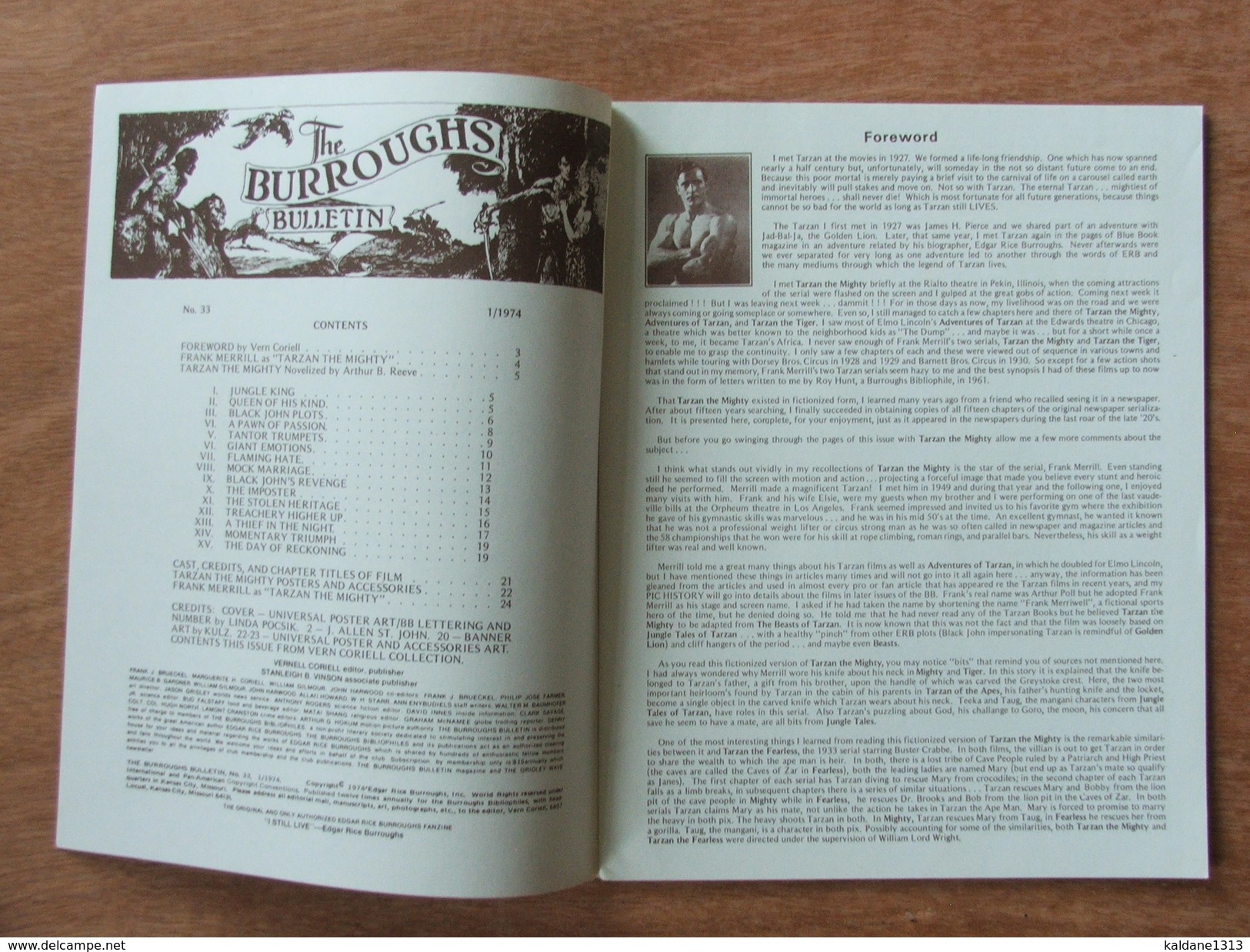 Tarzan The Mighty Burroughs Bulletin 33 Année 1974 Tarzan The Mighty - Autres & Non Classés