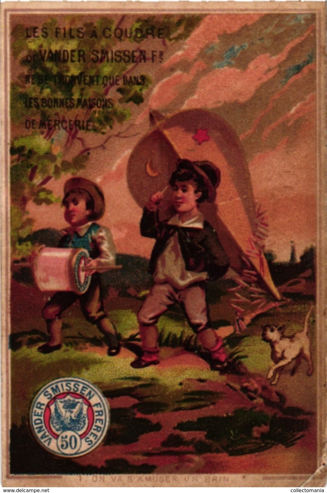 6 Chromos Serie Compl PUB Fil à Coudre VanderSmissen Romanet Calendrier 1883 Calendar Cerf Volant Kytes Drachen Vliegers - Kleinformat : ...-1900