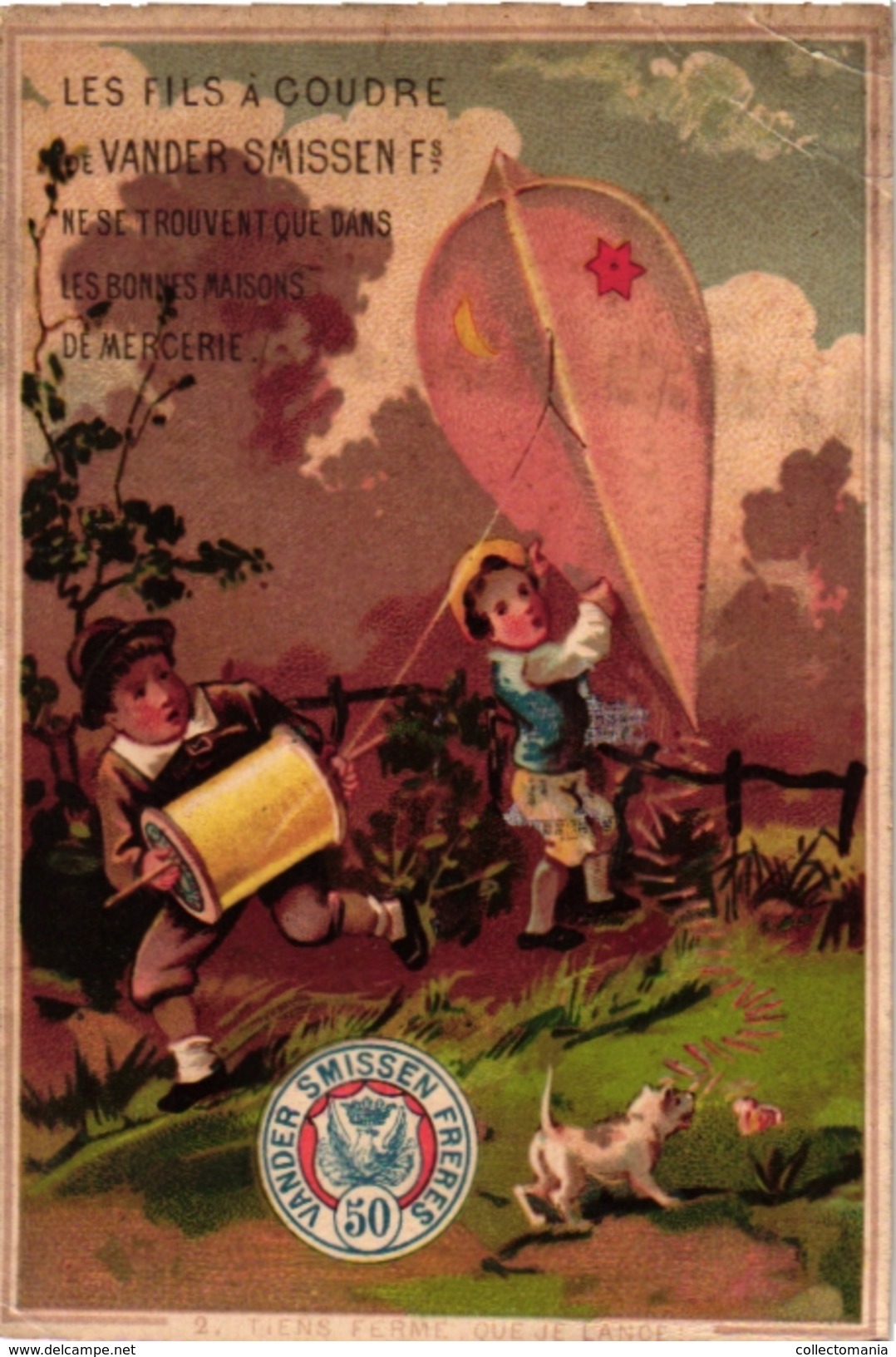 6 Chromos Serie Compl PUB Fil à Coudre VanderSmissen Romanet Calendrier 1883 Calendar Cerf Volant Kytes Drachen Vliegers - Formato Piccolo : ...-1900