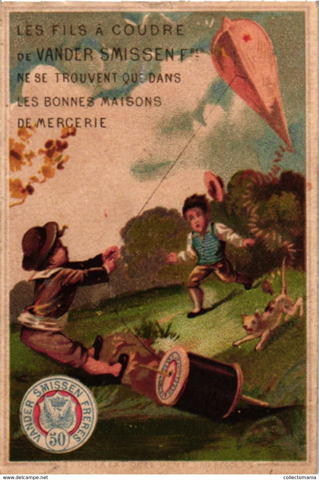 6 Chromos Serie Compl PUB Fil à Coudre VanderSmissen Romanet Calendrier 1883 Calendar Cerf Volant Kytes Drachen Vliegers - Small : ...-1900