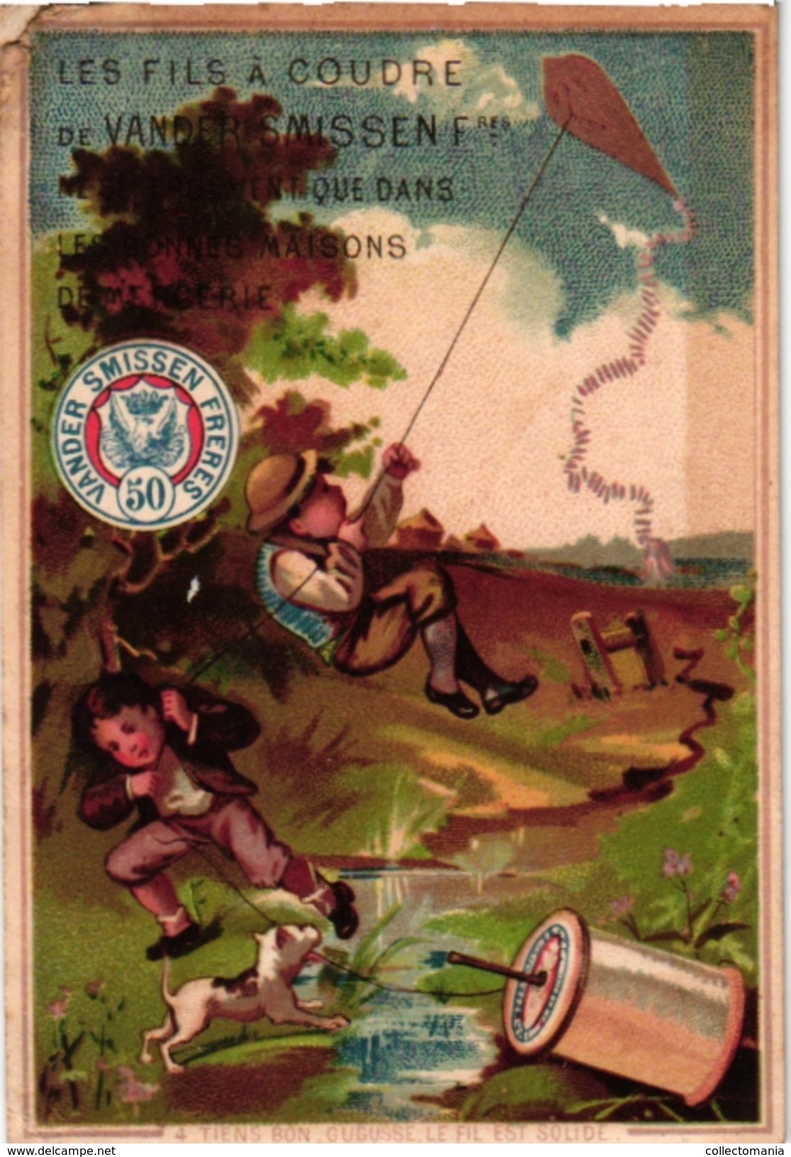 6 Chromos Serie Compl PUB Fil à Coudre VanderSmissen Romanet Calendrier 1883 Calendar Cerf Volant Kytes Drachen Vliegers - Petit Format : ...-1900