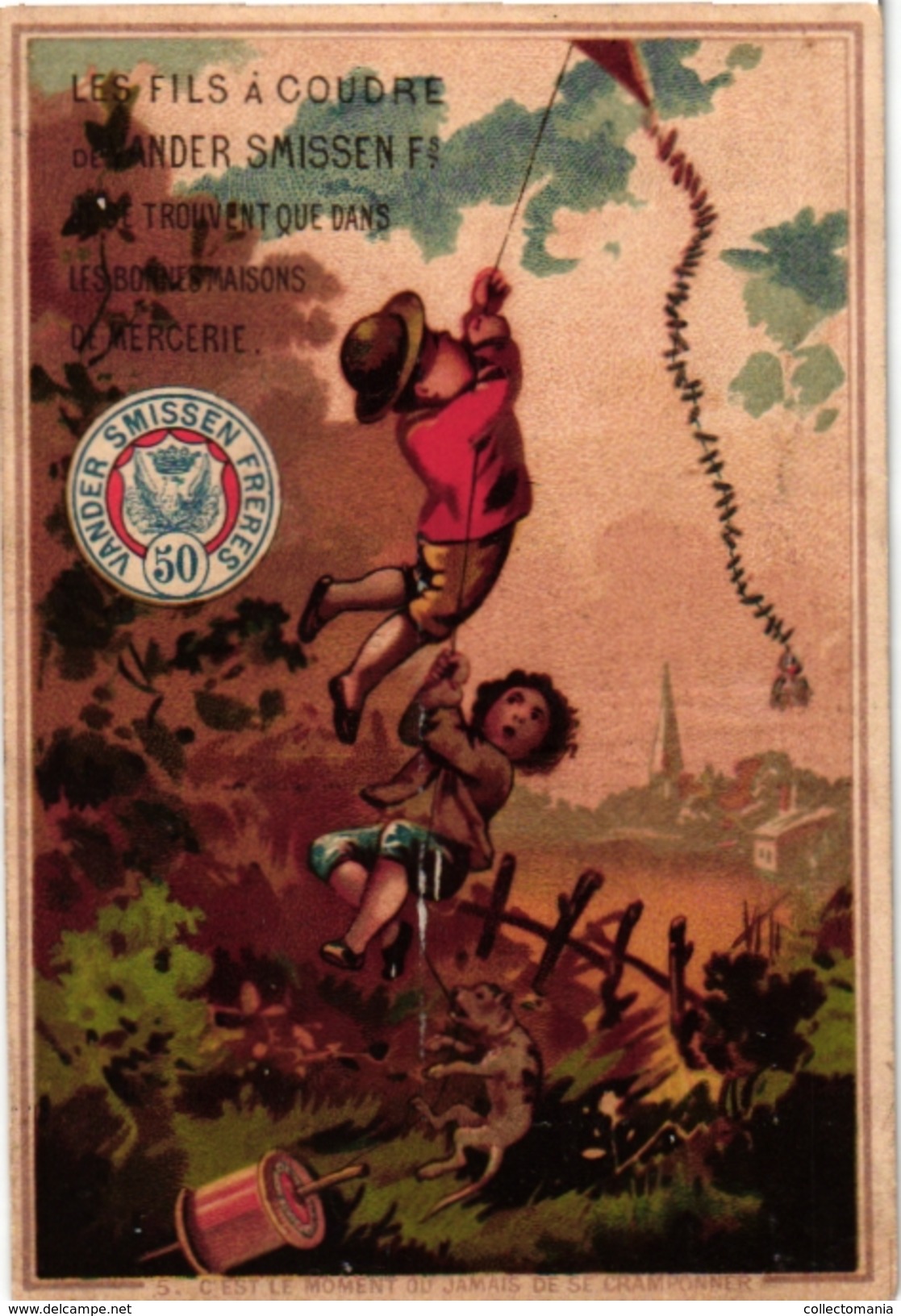 6 Chromos Serie Compl PUB Fil à Coudre VanderSmissen Romanet Calendrier 1883 Calendar Cerf Volant Kytes Drachen Vliegers - Formato Piccolo : ...-1900