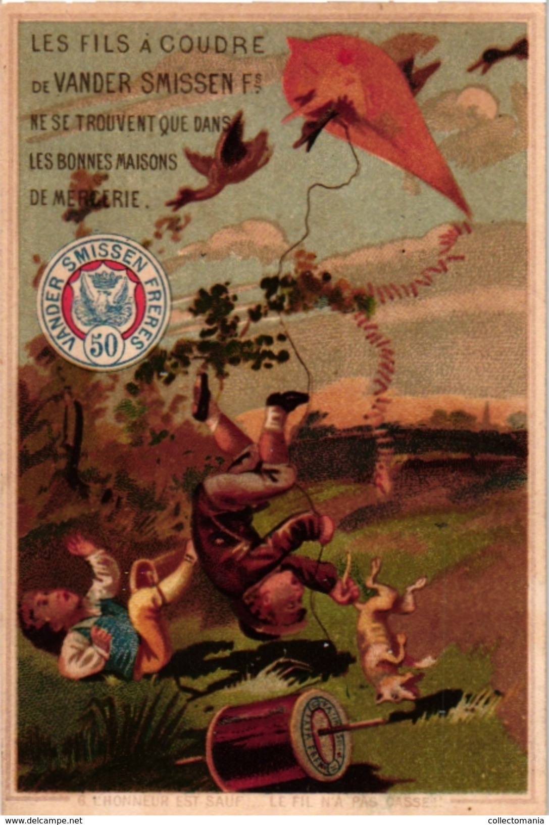 6 chromos Serie compl PUB Fil à Coudre VanderSmissen Romanet Calendrier 1883 Calendar Cerf Volant Kytes Drachen Vliegers