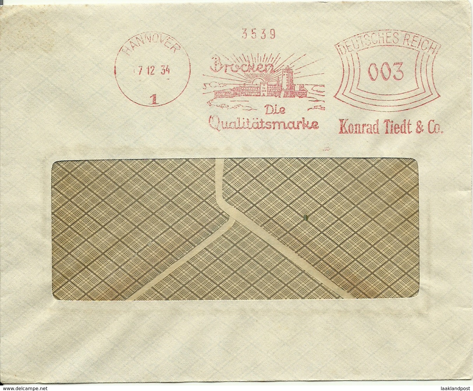 Firmcover Meter Brocken Die Qualitatsmarke, Konrad Tiedt, Hannover 2/12/1934 - Abdijen En Kloosters