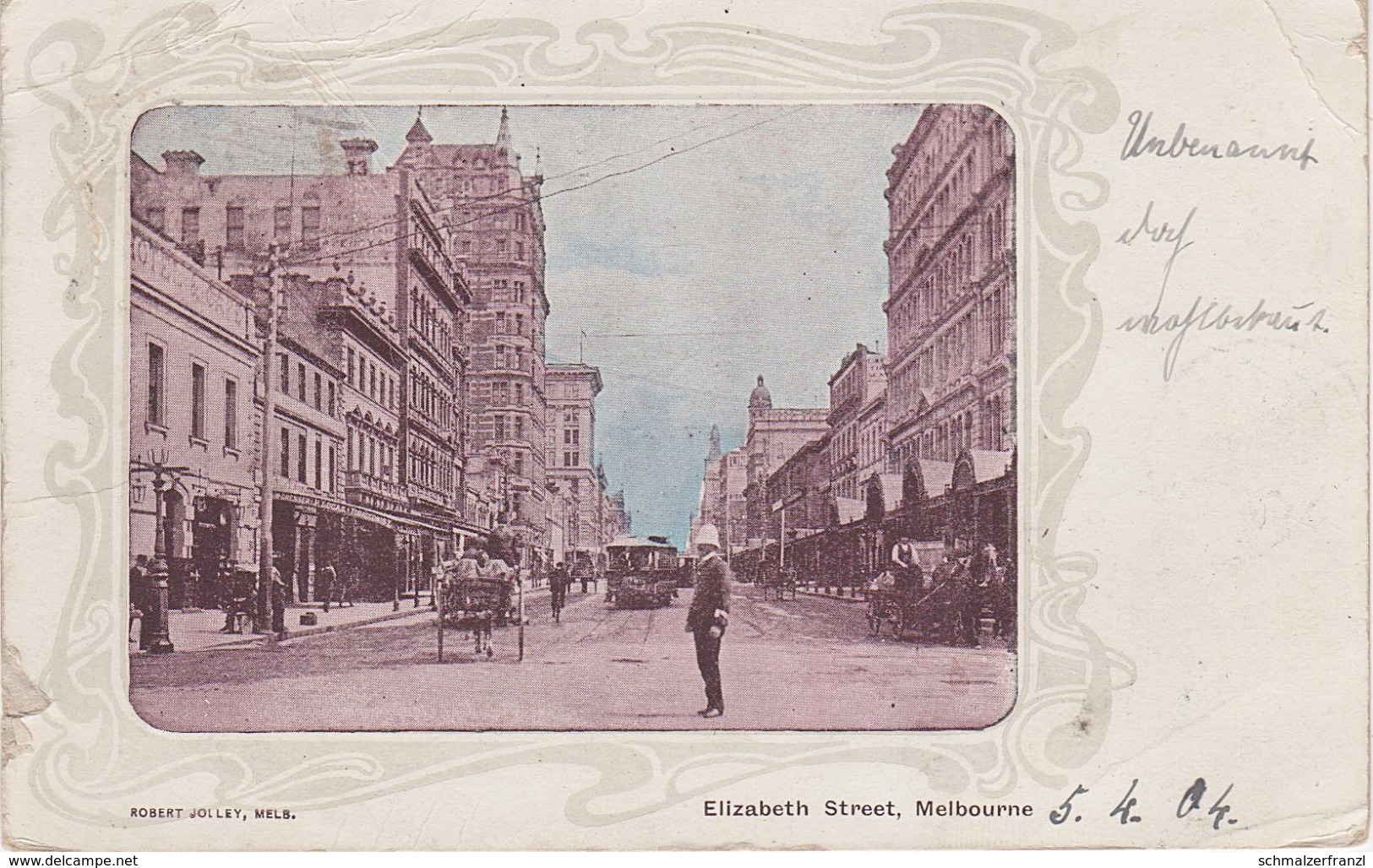 Litho Passepartout AK Melbourne Elizabeth Street Tram Tramway Hotel ? Victoria VIC Australia Australien Australie - Melbourne