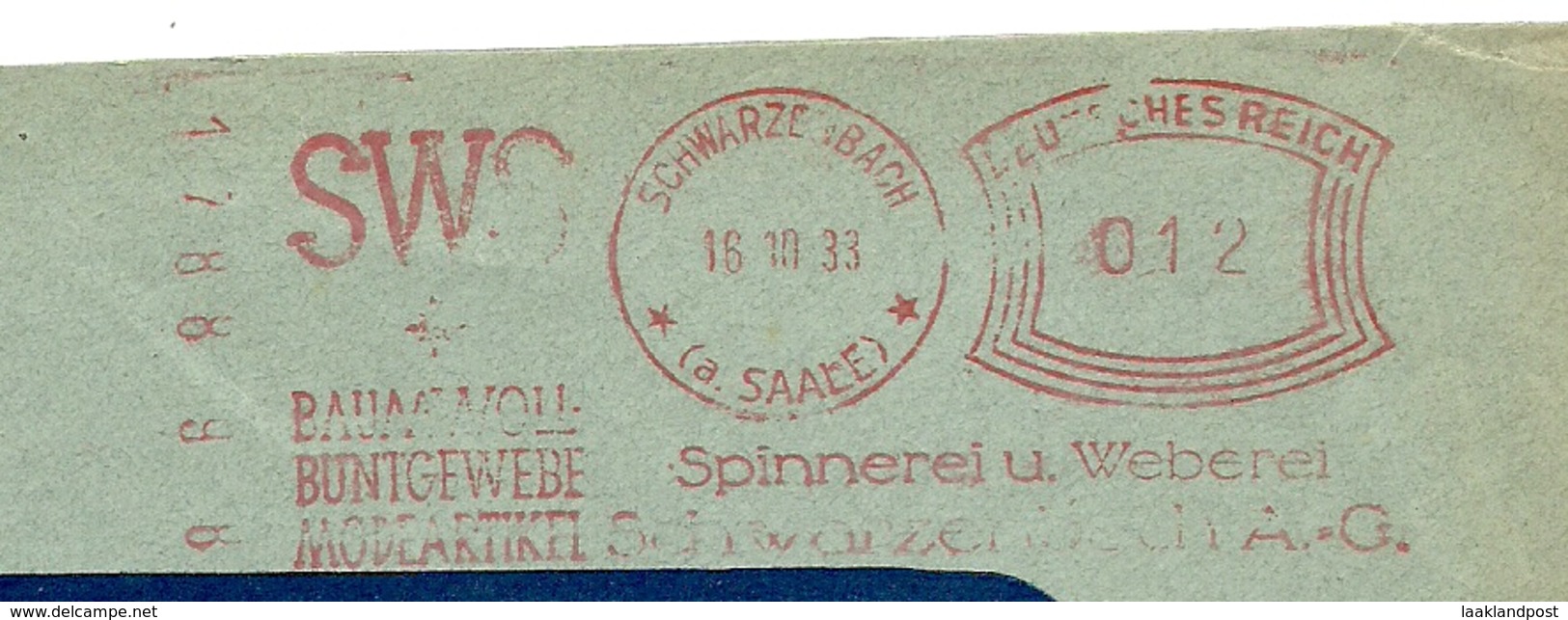 Cover Meter Spinnerei Und Weberei Bauwolle, Buntgewebe, Modeartikel Schwarzenbach 15/10/1933 - Textile