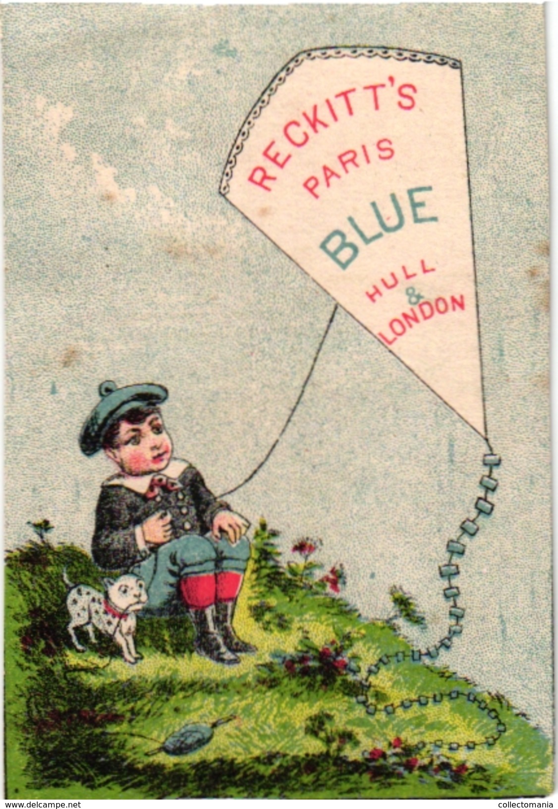 5 Trade Cards Pub Clark's Spool Coton Reckitt's Blue London Choc Devinck     Cerf Volant  Kytes Drachen Vliegers Litho - Andere & Zonder Classificatie