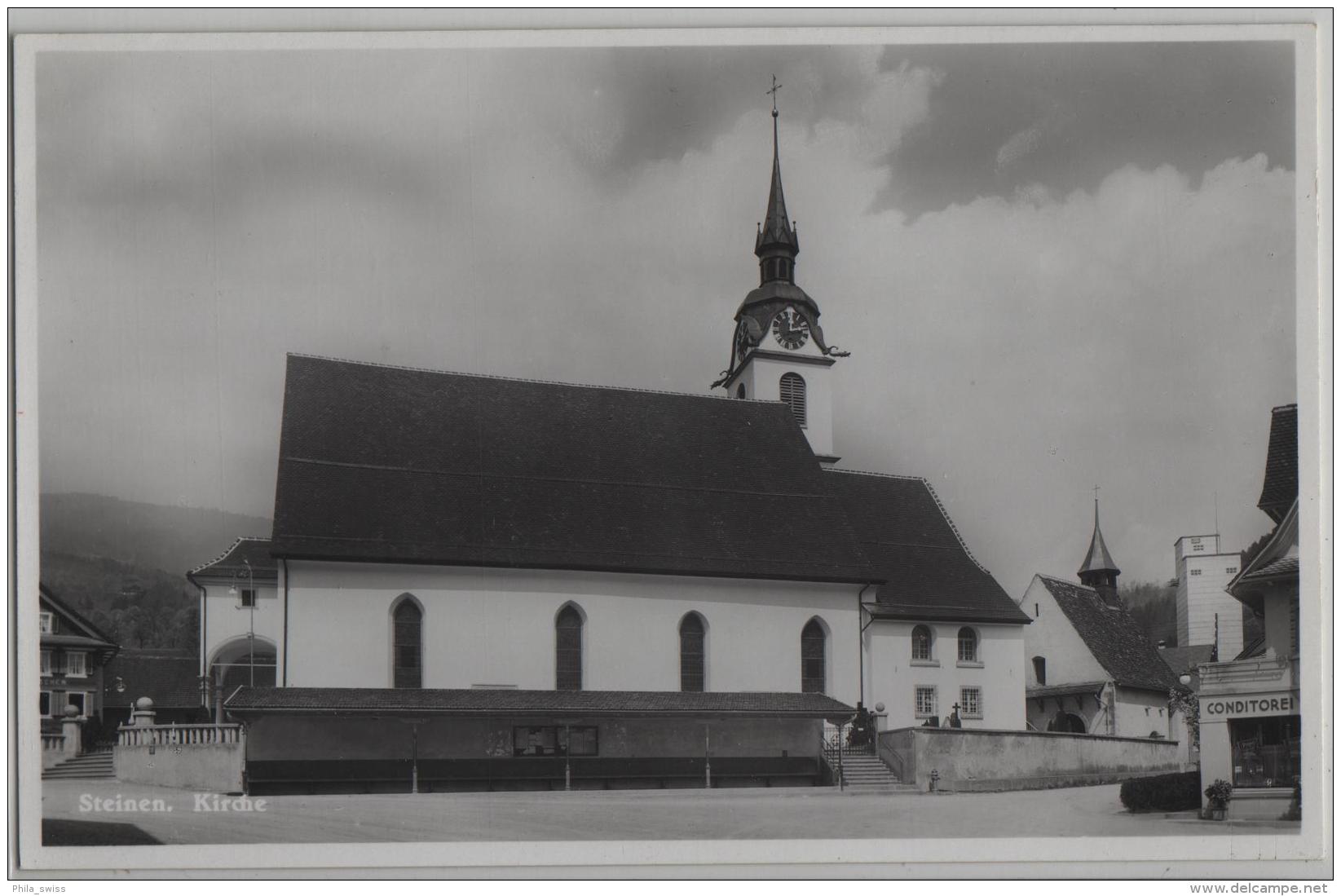 Steinen - Kirche - Conditorei - Photo: Globetrotter No. 5489 - Steinen