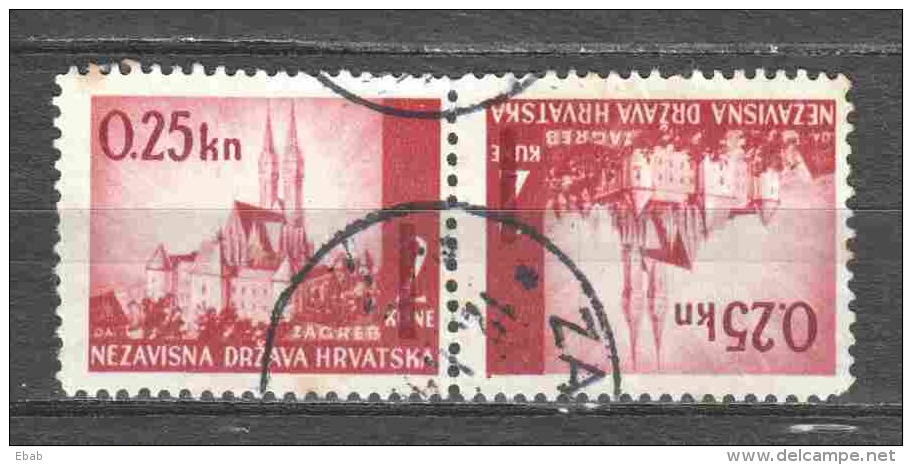 Croatia 1942 Mi 82K (tete Beche) Canceled - Kroatien