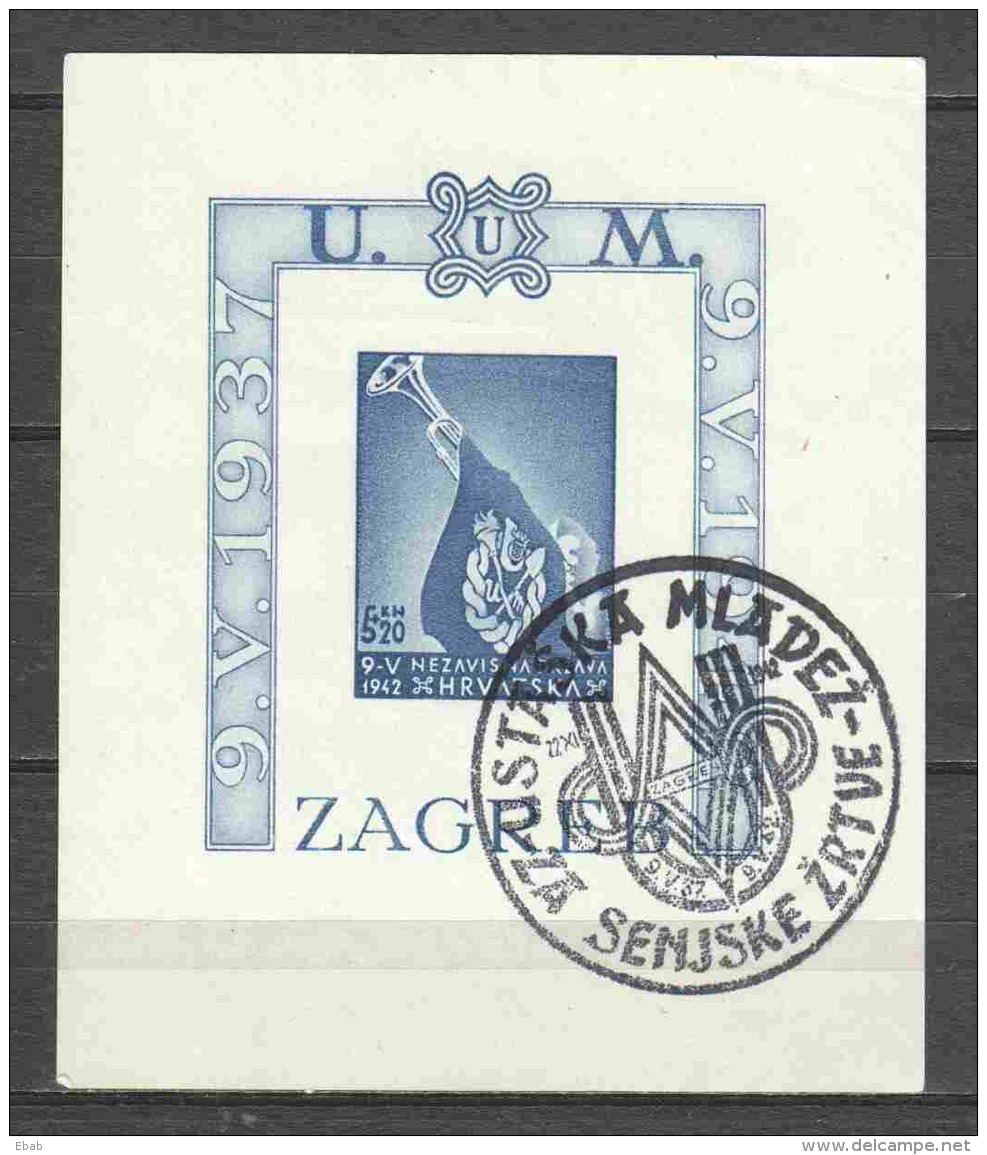 Croatia 1942 Mi Block 3B Canceled (1) - Croazia