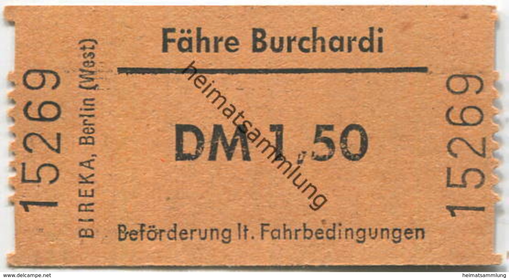 Deutschland - Fähre Burchardi Berlin - Fahrkarte DM 1,50 - Europe