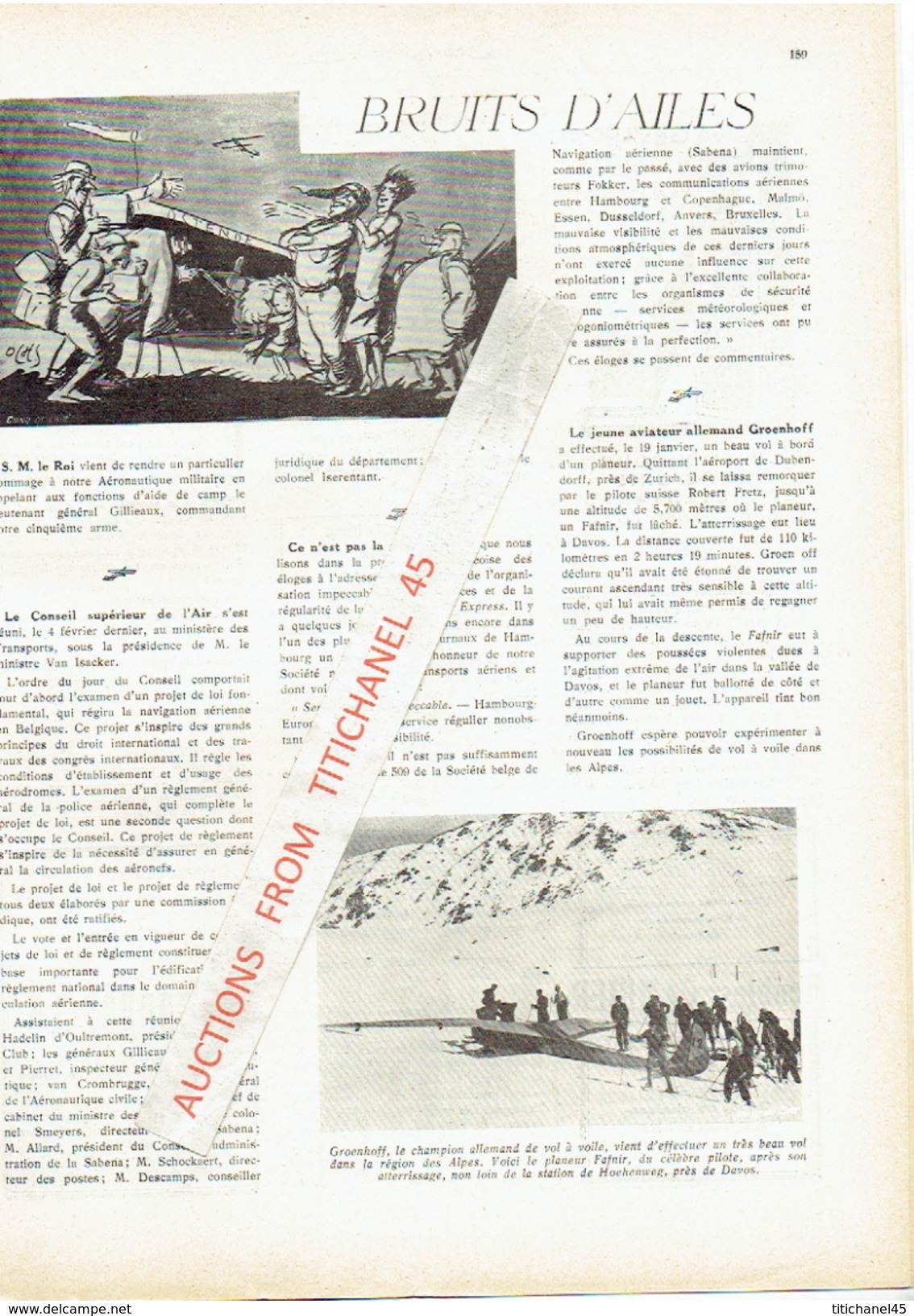 LA CONQUETE DE L'AIR 1932 n°3 -SABENA-CONGO-MINERVA-HISPANO-SUIZA-SABCA-MUSTERLE-FORD-CHENARD-WALCKER-CITROEN-WILLYS