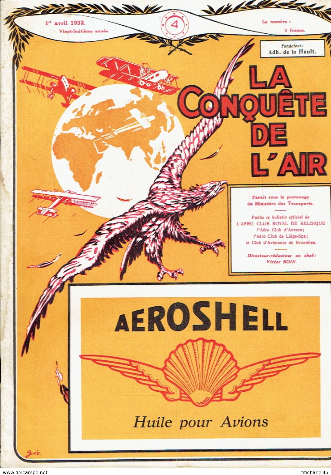 LA CONQUETE DE L'AIR 1932 N°4 -SABENA-CONGO-MINERVA-HYSPANO-SUIZA-BREDA 33-PICCARD-KIPFER-LOCKHEED SIRIUS-NORTHROP ALPHA - Vliegtuig