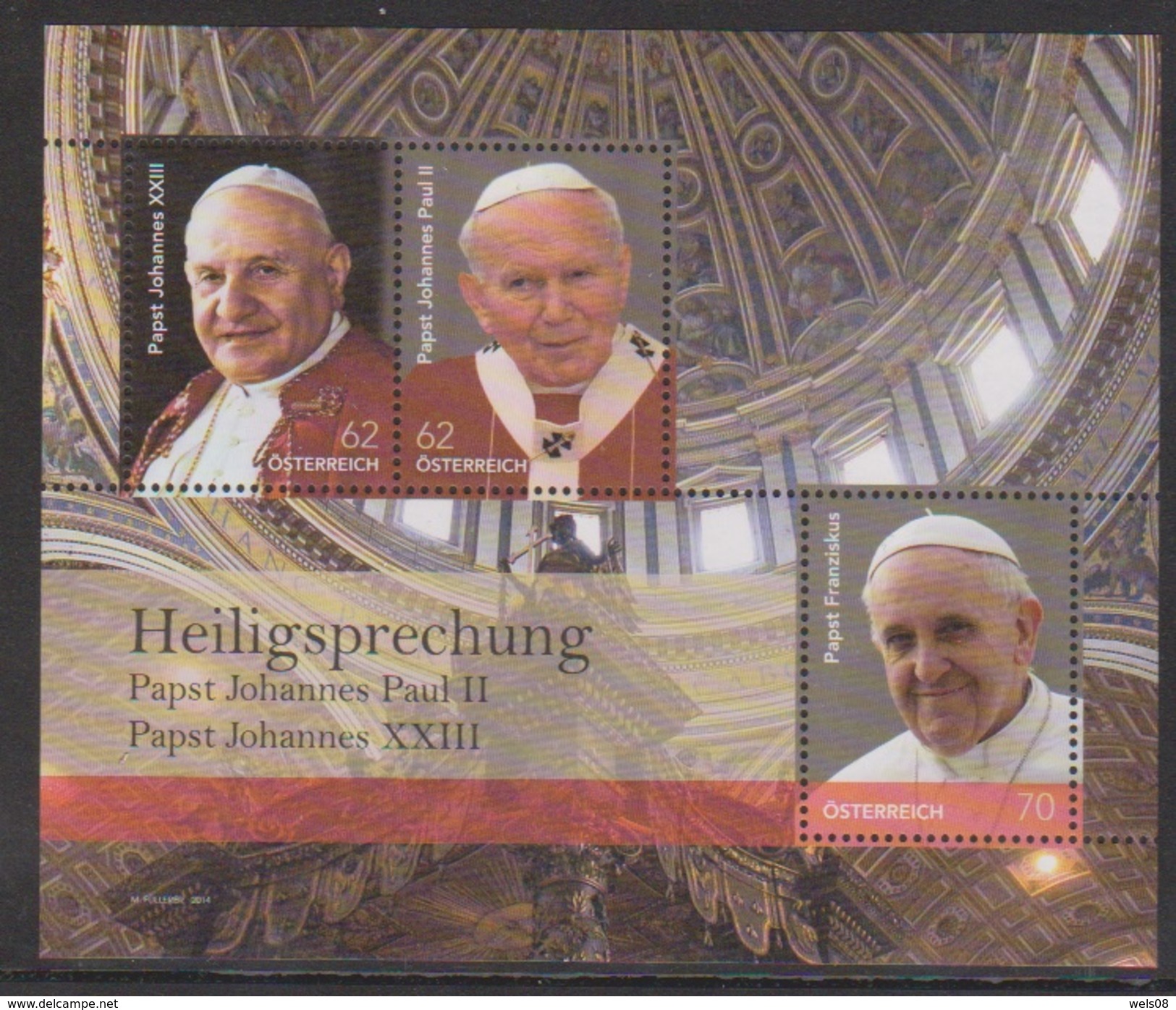 Österreich 2014: Block "Heiligsprechnung Päpste"   Postfrisch (siehe Foto/Scan) - Unused Stamps