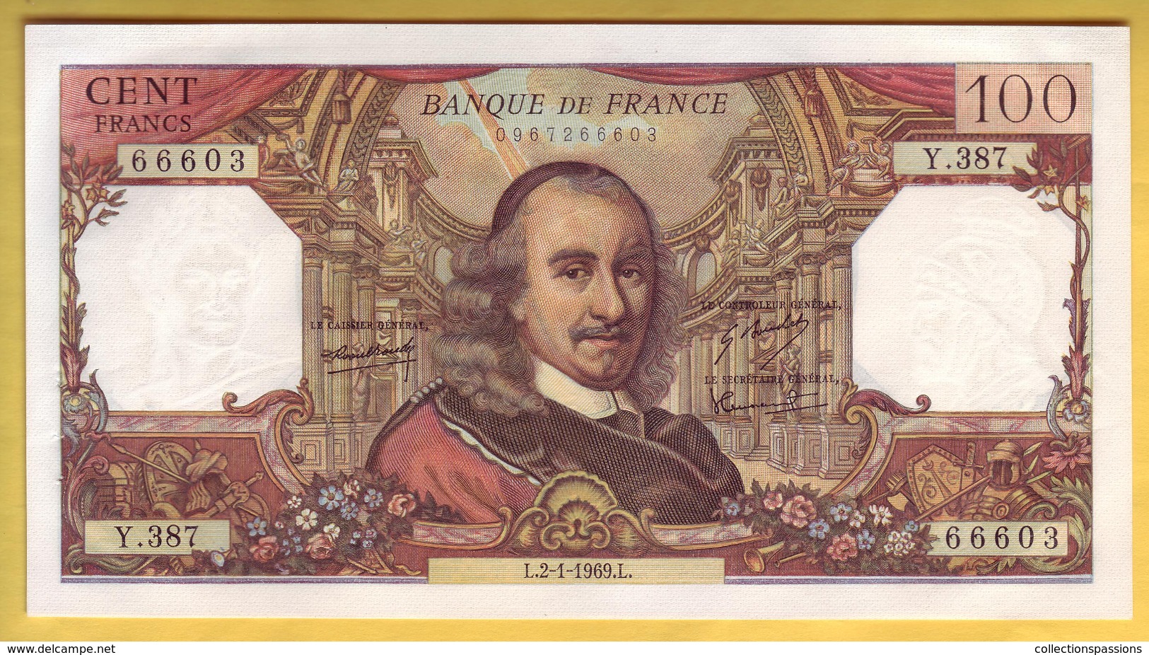 BILLET FRANCAIS - 100 Francs Corneille 2-1-1969 SPL - 100 F 1964-1979 ''Corneille''