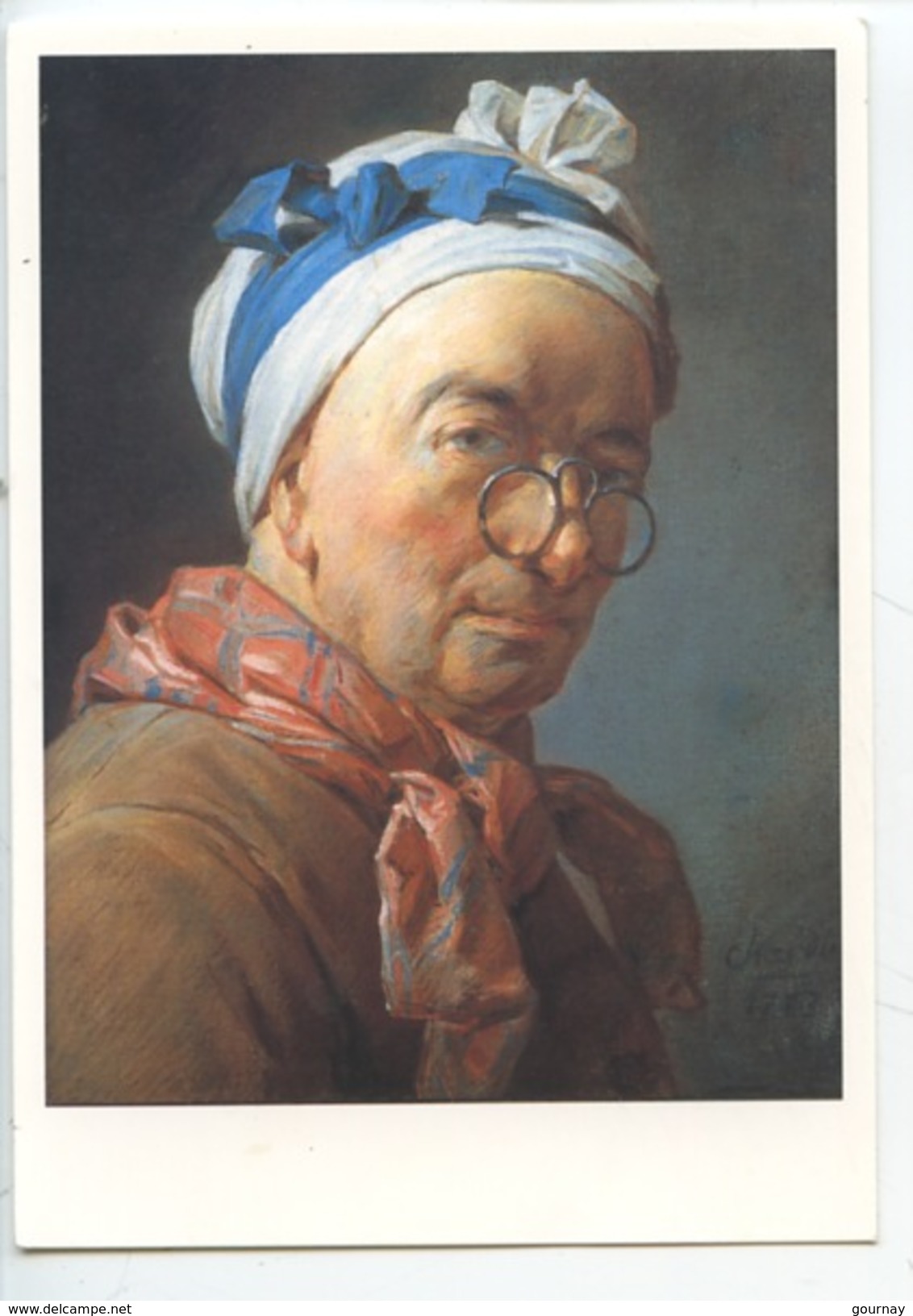 Jean Baptiste Siméon Chardin : Autoportrait Aux Bésicles 1773 (vierge) Musée Orléans - Peintures & Tableaux