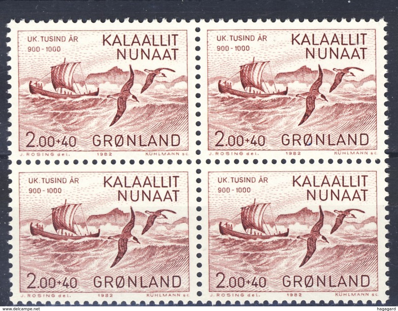 #Greenland 1982. Vikingship. Bloc Of 4. Michel 137. MNH(**) - Ongebruikt