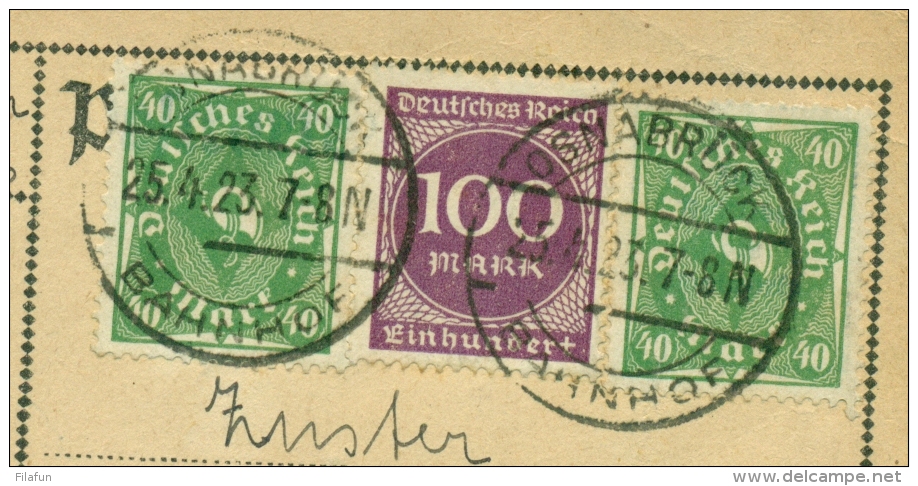 Deutsches Reich - 1923 - 180 Mk Frankering Op Postkaart Van Osnabruck Naar Krankzinnigengesticht In Eindhoven / NL - Lettres & Documents