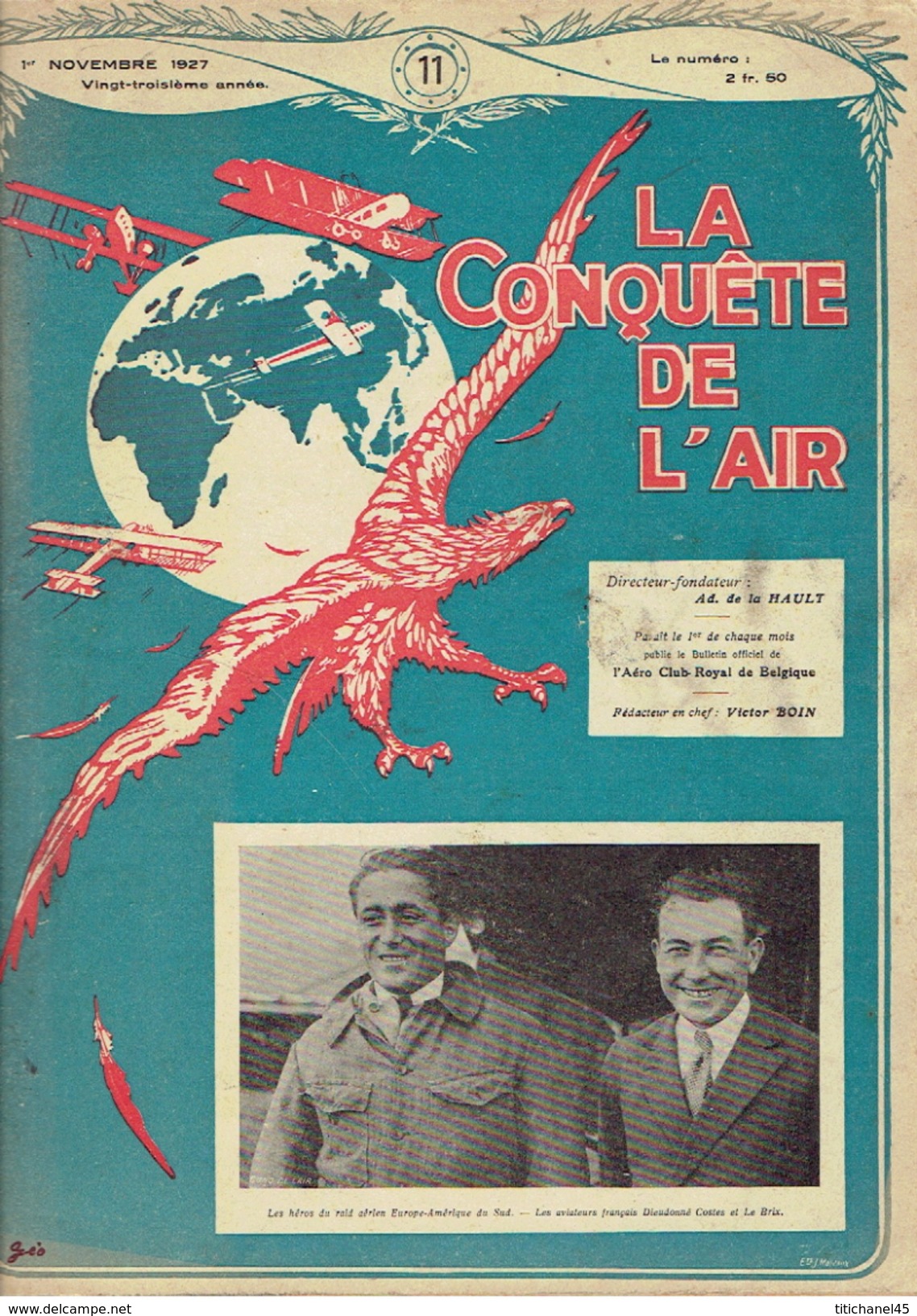 LA CONQUETE DE L'AIR 1927 N°11- MINERVA -CONGO-DORNIER WAL-JUNKERS F.13-JUNKERS G.24-KORNET111 - Vliegtuig