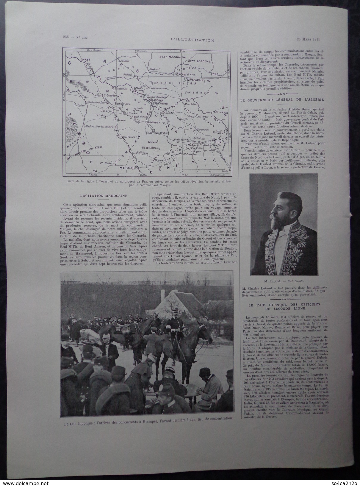 L´illustration N°3552 25 Mars 1911 Moulaï-Hafid Sultan Du Maroc; Le Gouverneur Général De L'Algérie, La Grève De Cancale - L'Illustration