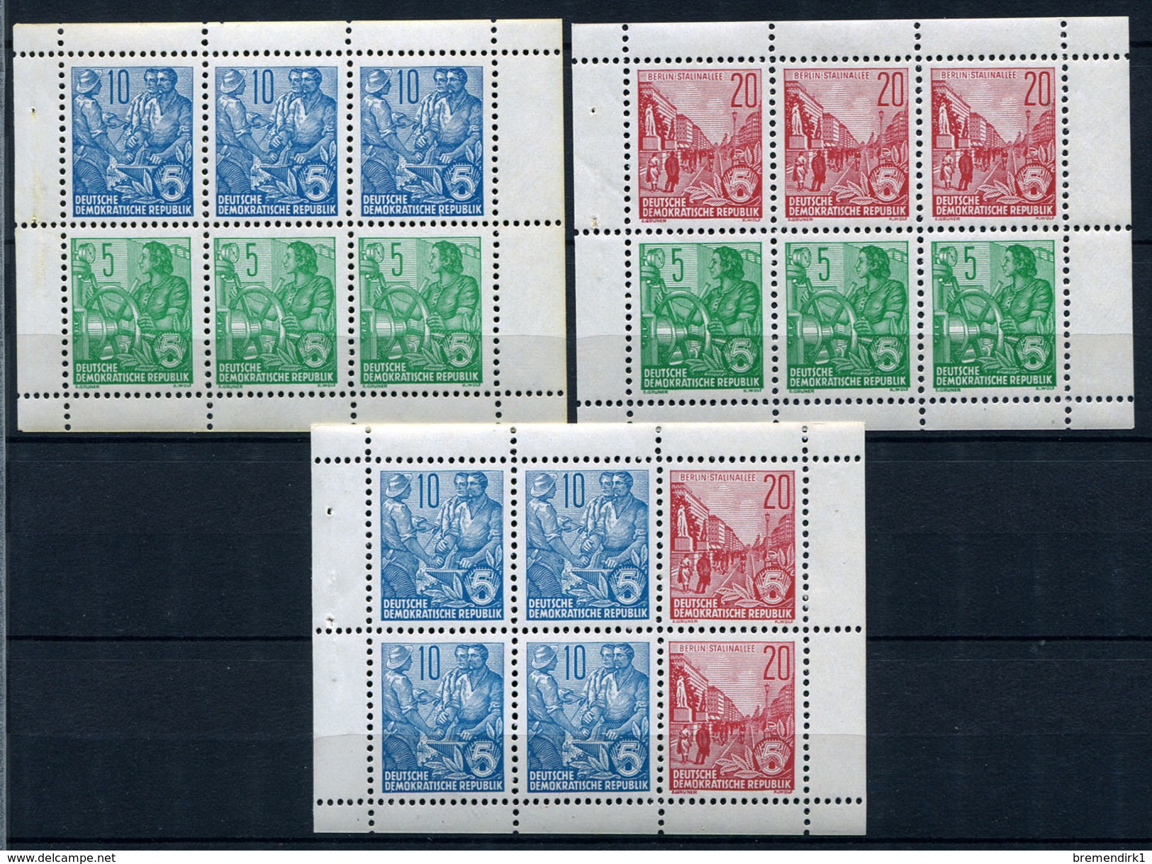 33886) DDR Heftchenblatt 4-6 Postfrisch Aus 1957, 120.- &euro; - Zusammendrucke