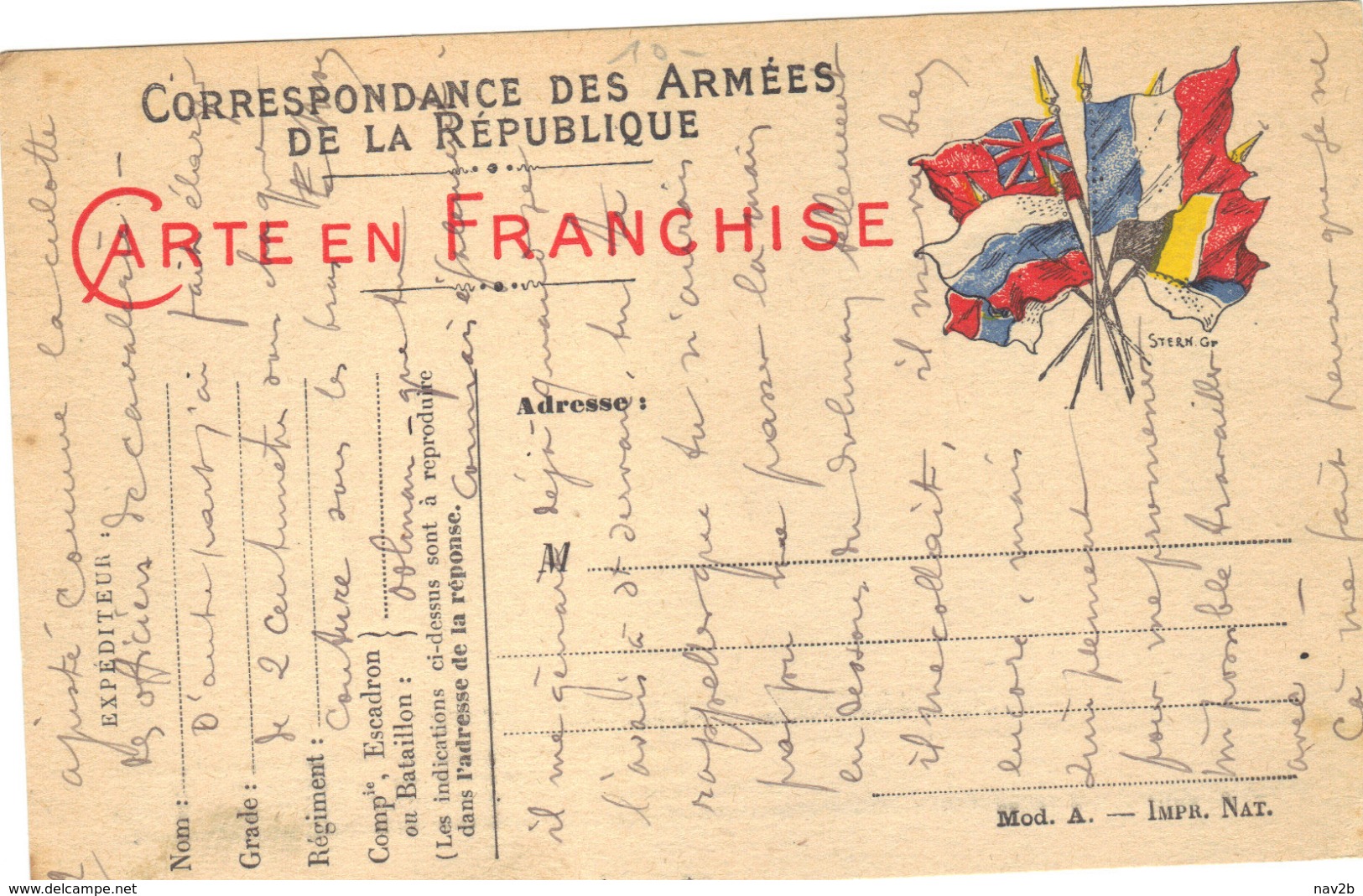 Carte En Franchise Militaire  1914 6 1918 . - Lettres & Documents