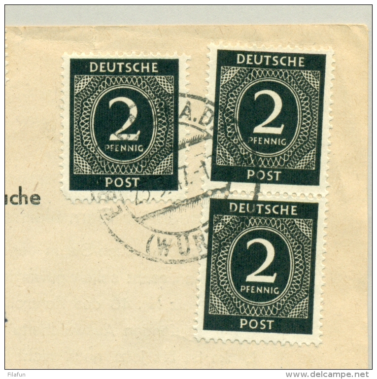 Alliierte Besetzung - 1947 - 3 X 2Pf On Complete Drucksache From Ebersbach To Uffenheim - Andere & Zonder Classificatie