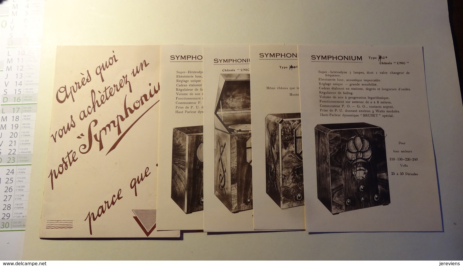Le Symphonium Livret Descritif Des  Poste Radio Annees 1940 - Apparaten