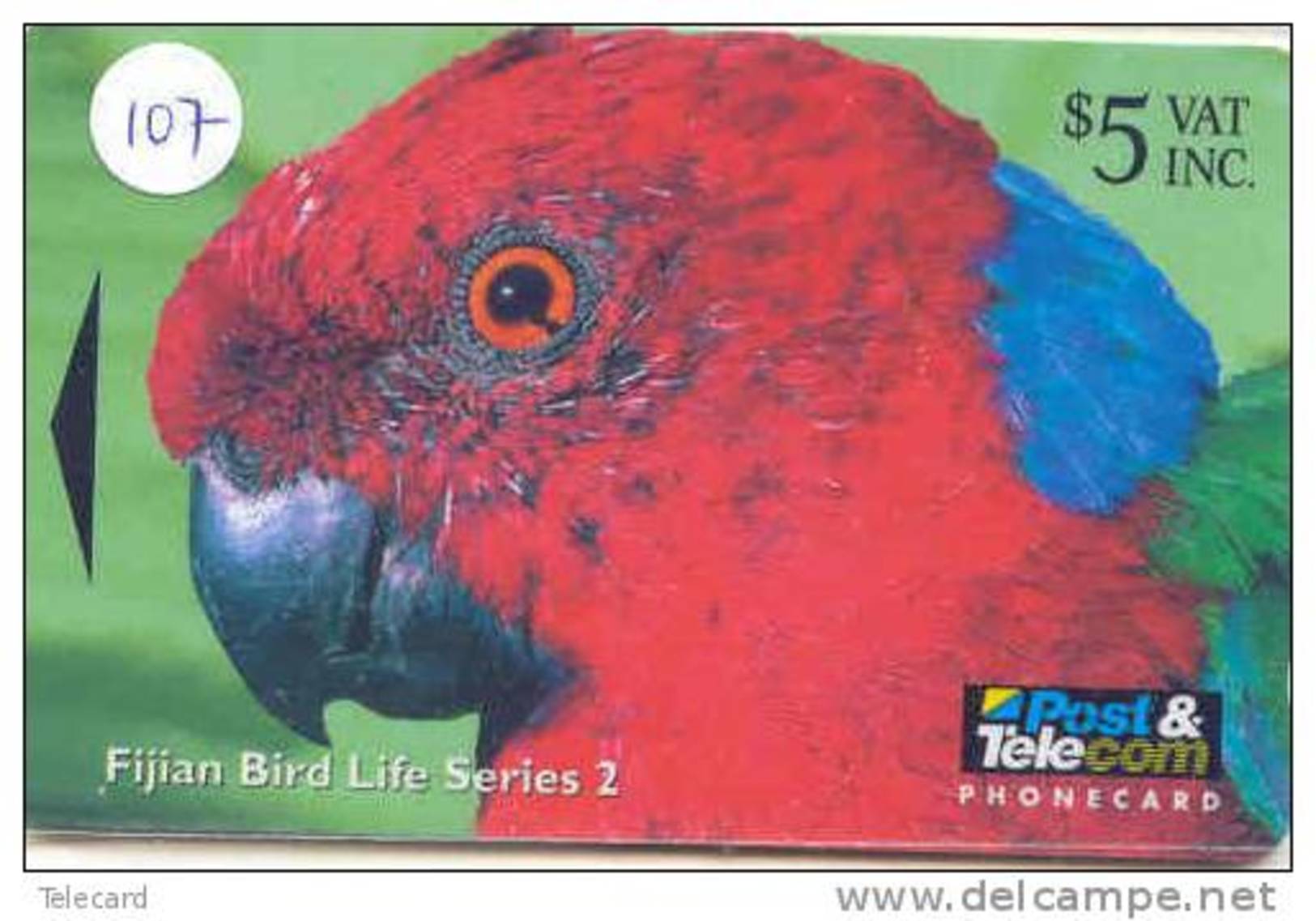 Bird PERROQUET Parrot PAPAGEI Papagaai Oiseau Telecarte (107) Fiji - Pappagalli