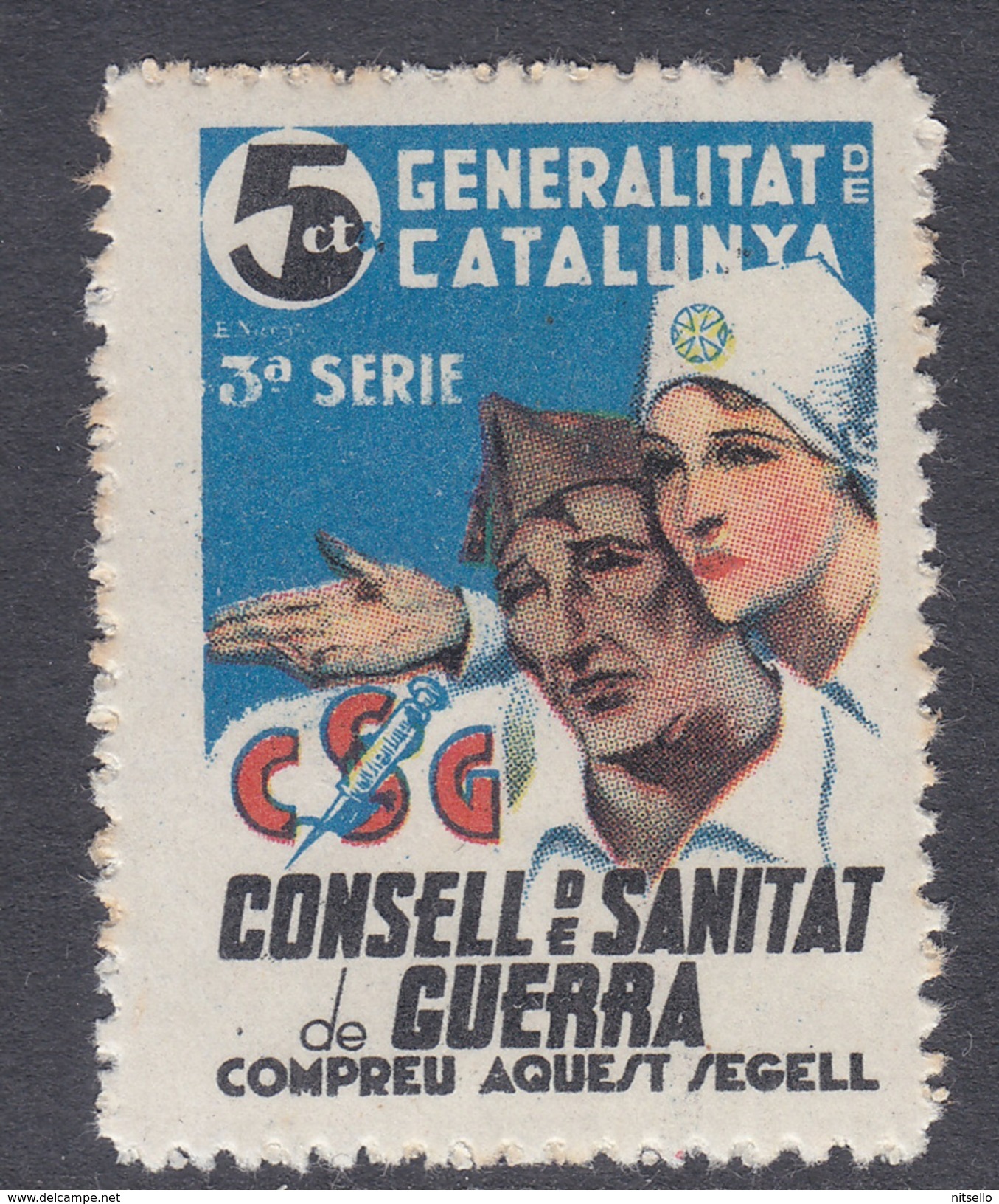 LOTE 2112E   ///   (C105)  ESPAÑA GUERRA CIVIL  VIÑETA REPUBLICANA Nº 2139 (3ª SERIE) G.GUILLAMON - Emissioni Repubblicane