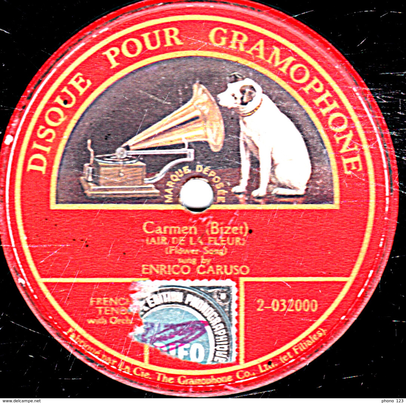 78 T - 30 Cm 300 G. 1 Face  Ange - état M - Enrico Caruso - Voir étiquette - 78 Rpm - Schellackplatten