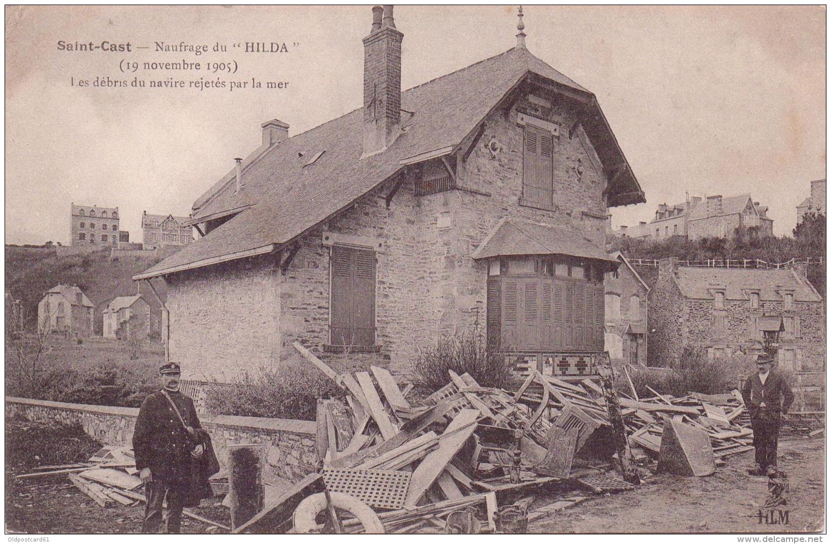 ALTE AK  SAINT-CAST-LE-GUILDO / Dep. C.-d A.- Naufrage Du "Hilda / Untergang Dampfschiff - 1905 Gedr. - Saint-Cast-le-Guildo