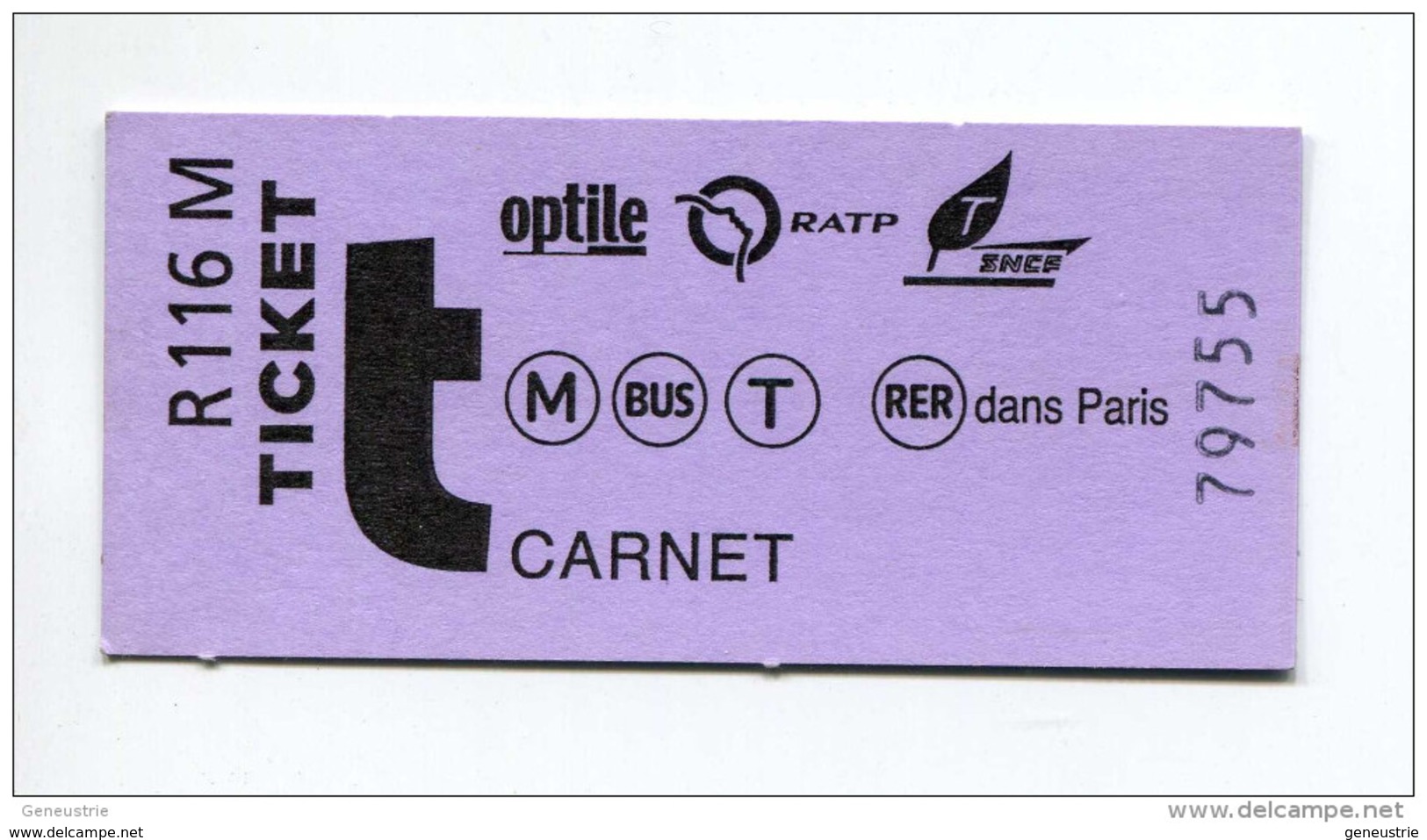 Ticket De Metro, Bus, RER, Tramway - Paris - Carnet - Billet RATP - Europe