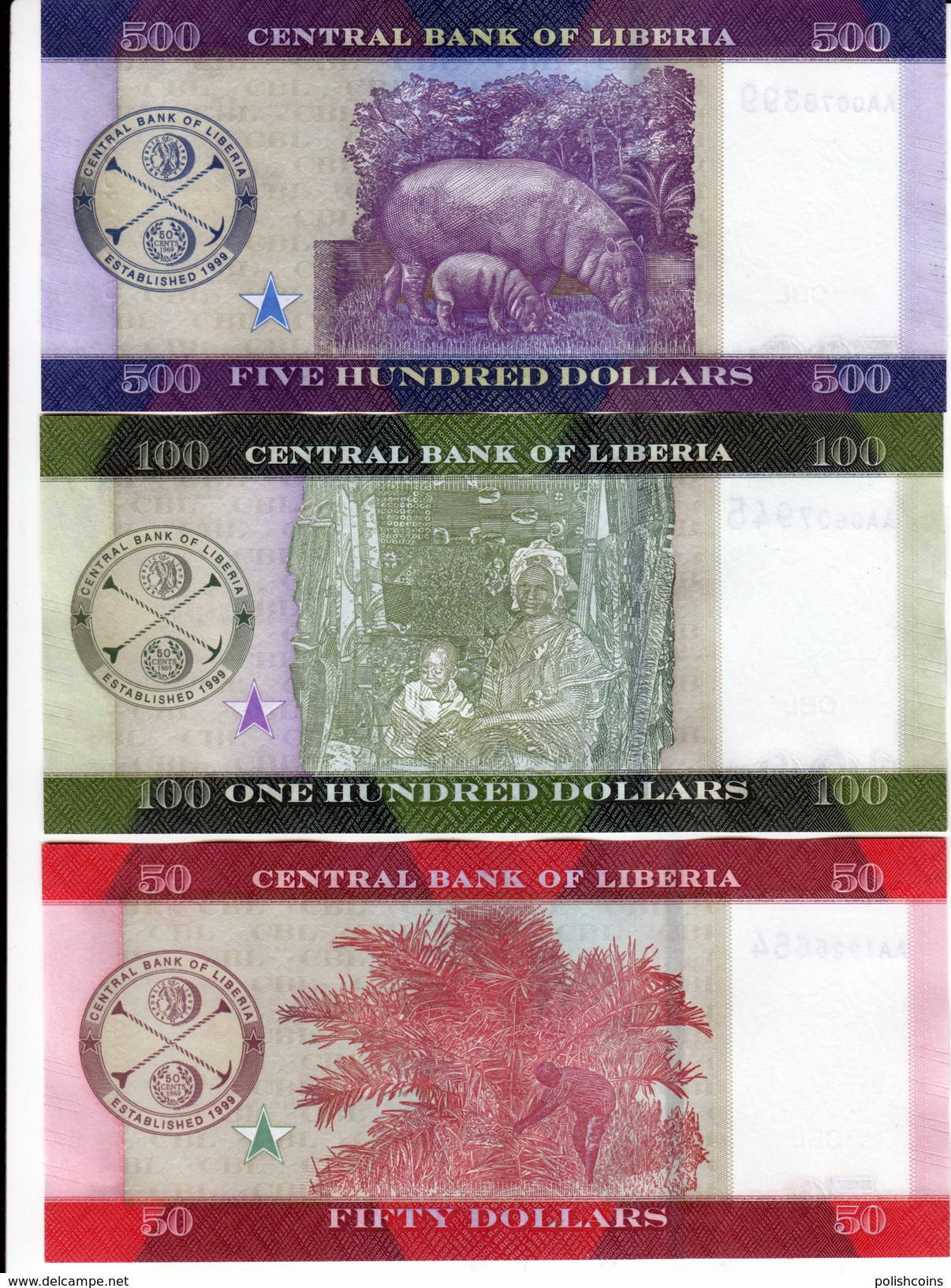 LIBERIA 2016 Banknotes 6 Set 5 10 20 50 100 500 Dollars $ UNC Perfect - Liberia
