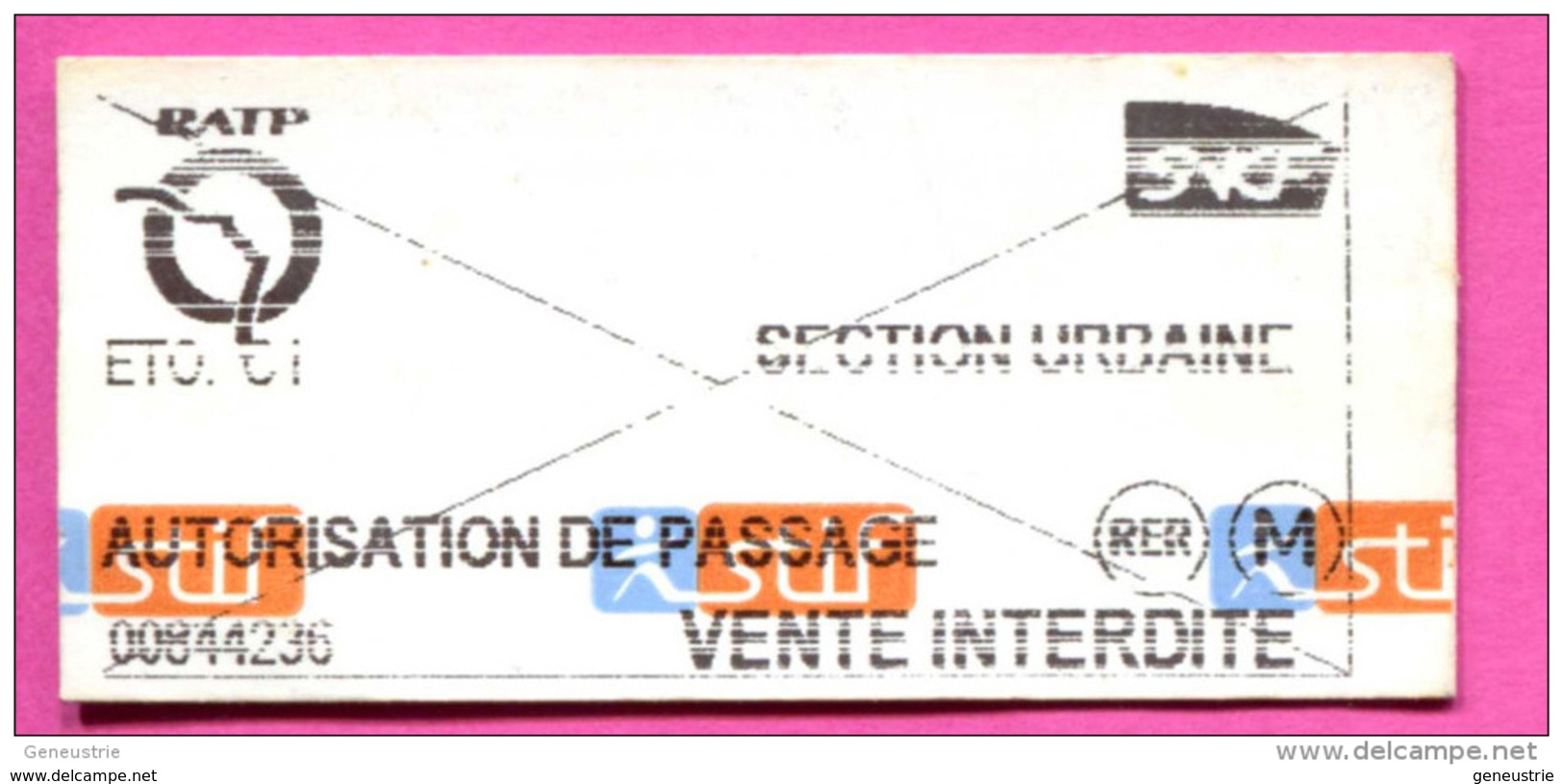 Ticket De Train / Métro - RATP / SNCF (Autorisation De Passage) Paris Train Ticket Transportation - Europe