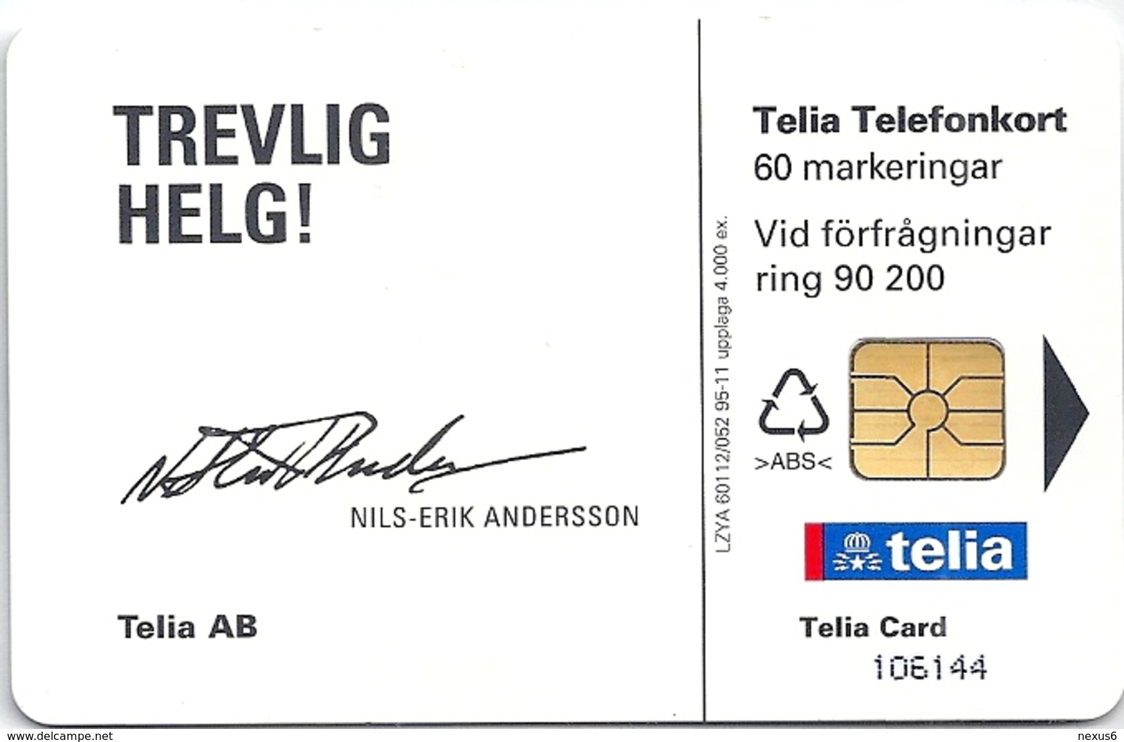 Sweden - Telia - House In The Sea - 11.1995, 60U, 4.000ex, Mint - Schweden