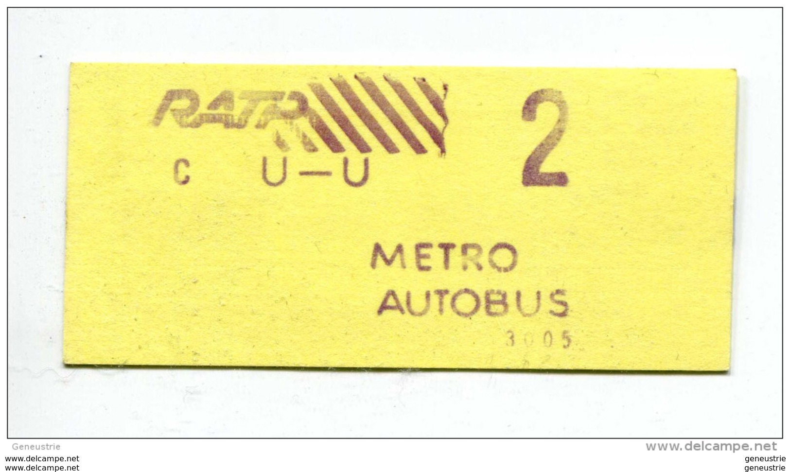 Europe - Ticket de metro, bus - Paris - Années 80 - 2ème classe - Billet  RATP