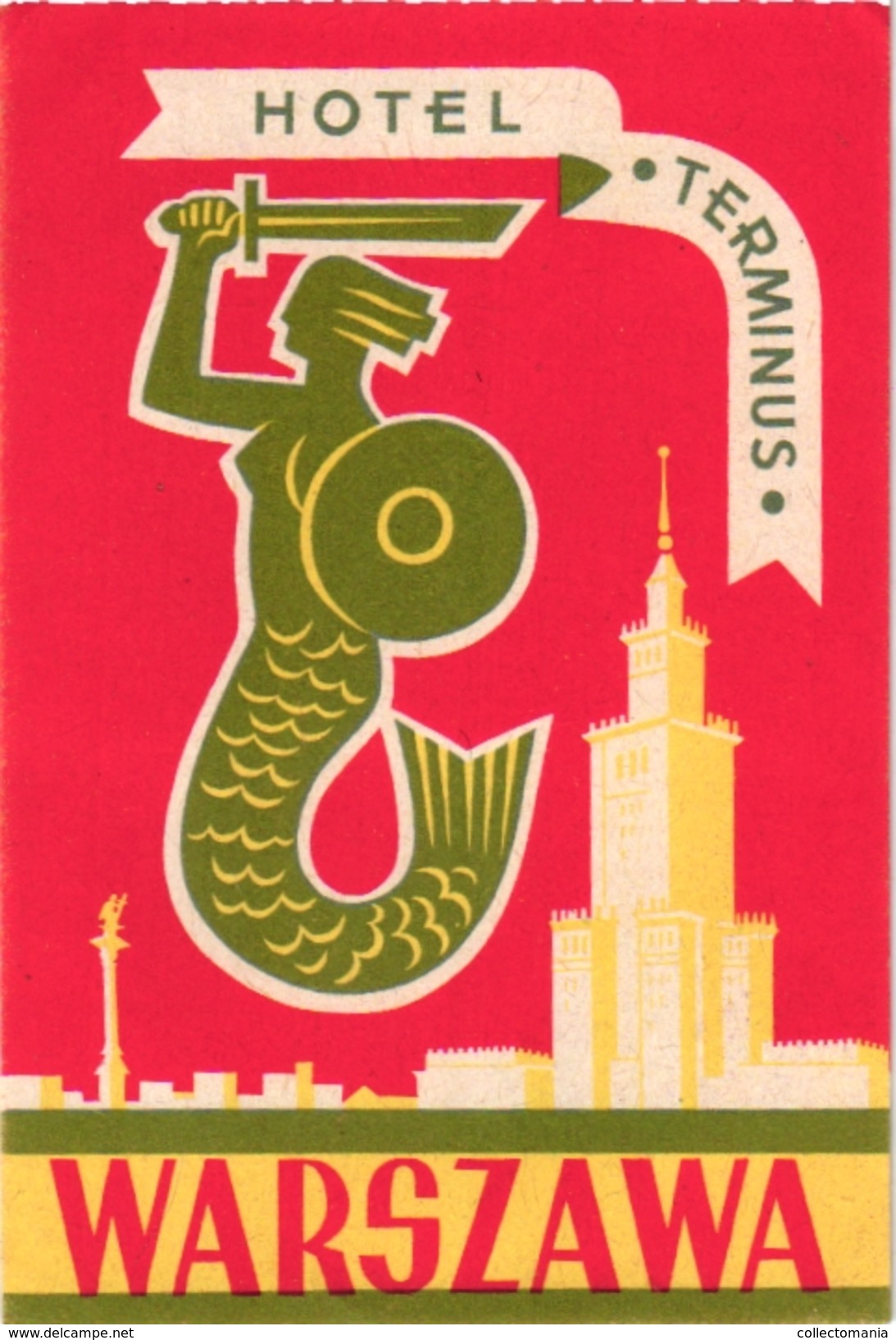 1 Hotel Label Etiquette  Mythologie SIRENE Mermaid Zeemeermin Meerjungfrau  Hotel Terminus Warszawa - Etiquettes D'hotels