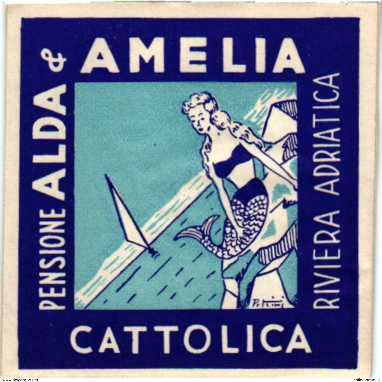 2 Hotel Label Etiquette Mythologie SIRENE Mermaid Zeemeermin Meerjungfrau  Alda &Amelia Riviera Adriatica Miramar Cannes - Hotel Labels