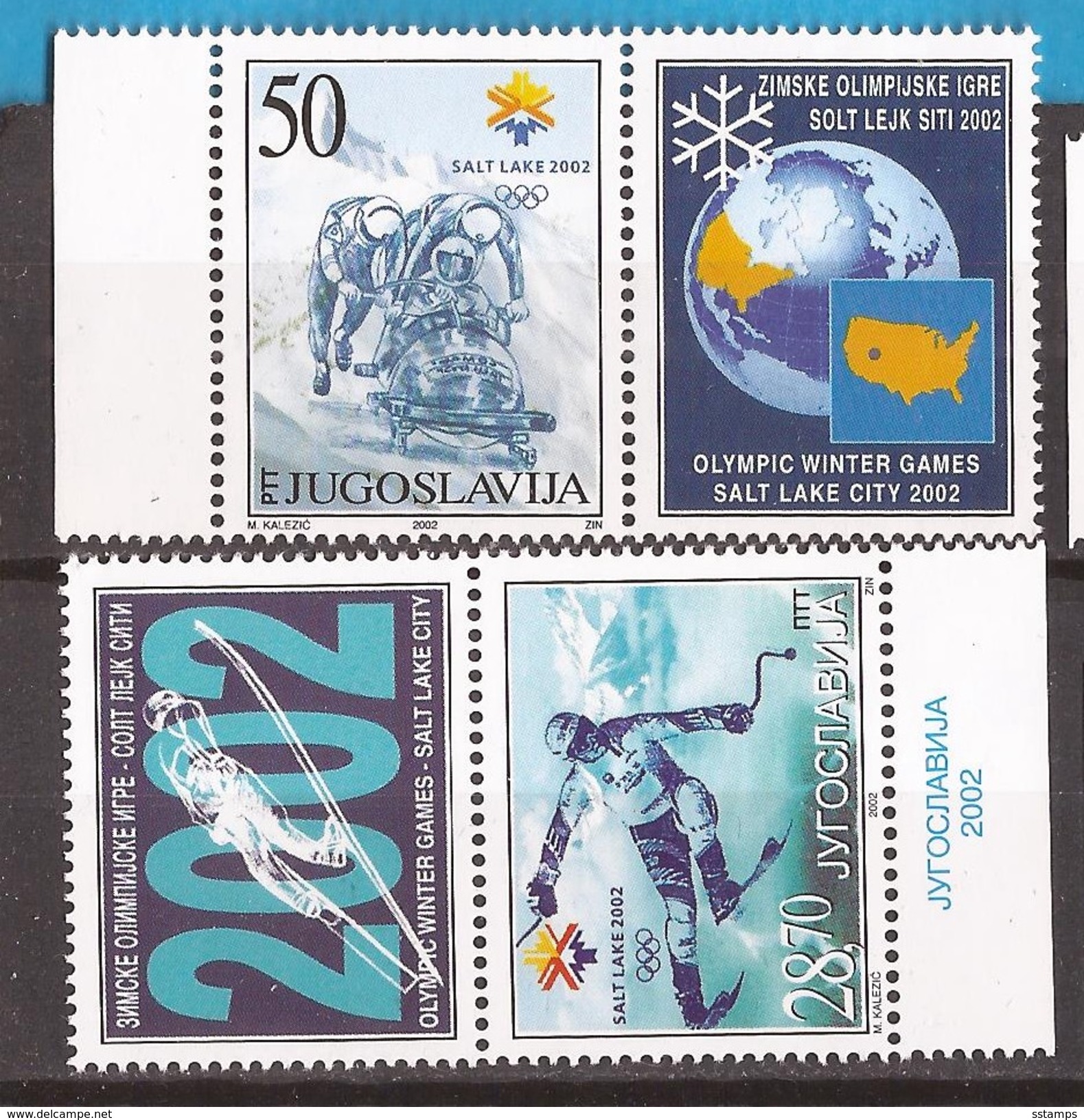 2002 3058-59  SPORT SALT LAKE SITY  OLYMPIADE BOB SCI JUGOSLAVIJA JUGOSLAWIEN MNH - Hiver 2002: Salt Lake City