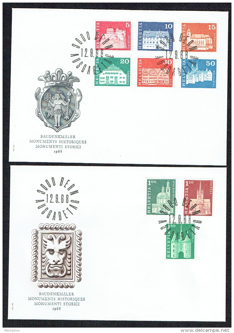 1966  Monuments Historiques Zum 412-7; 419, 420, 422  MiNr 878-83;  8854-6  Sur 2 FDC - FDC