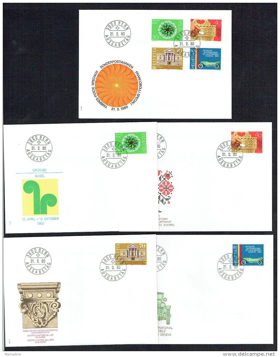 1980  Timbres De Propagande Zum 636-9, MiNr 1170-3 Groupe Et Unités - FDC