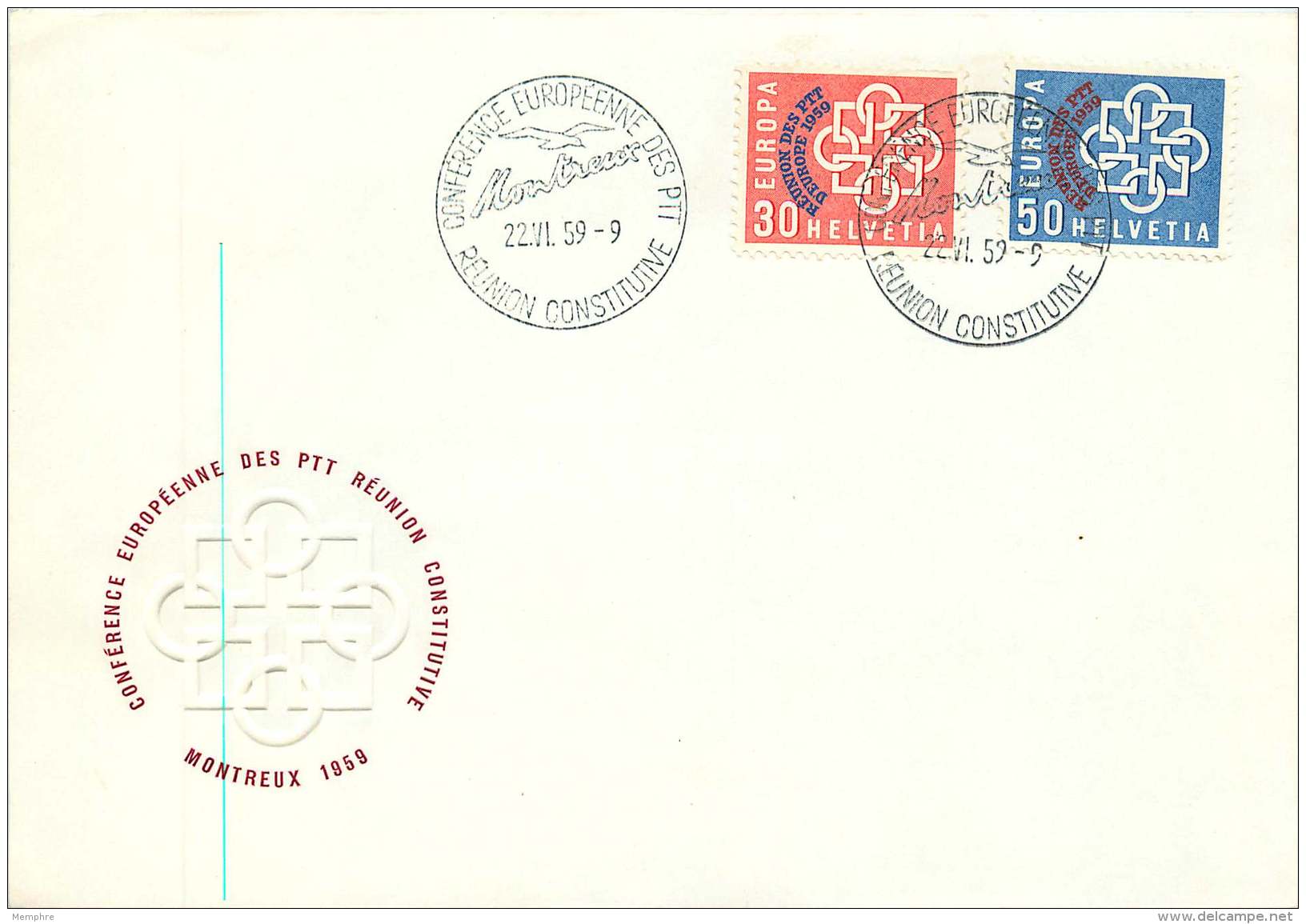 1959  Conférence Européenne Des PTT  Zum 349-350, MiNr 681-2 - FDC