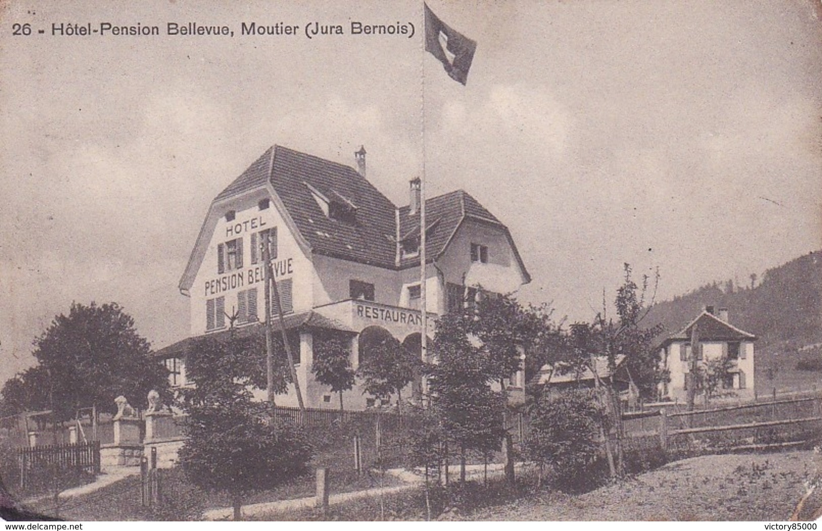 CPA. MOUTIER.. HOTEL PENSION BELLEVUE.  JURA BERNOIS. - Otros & Sin Clasificación