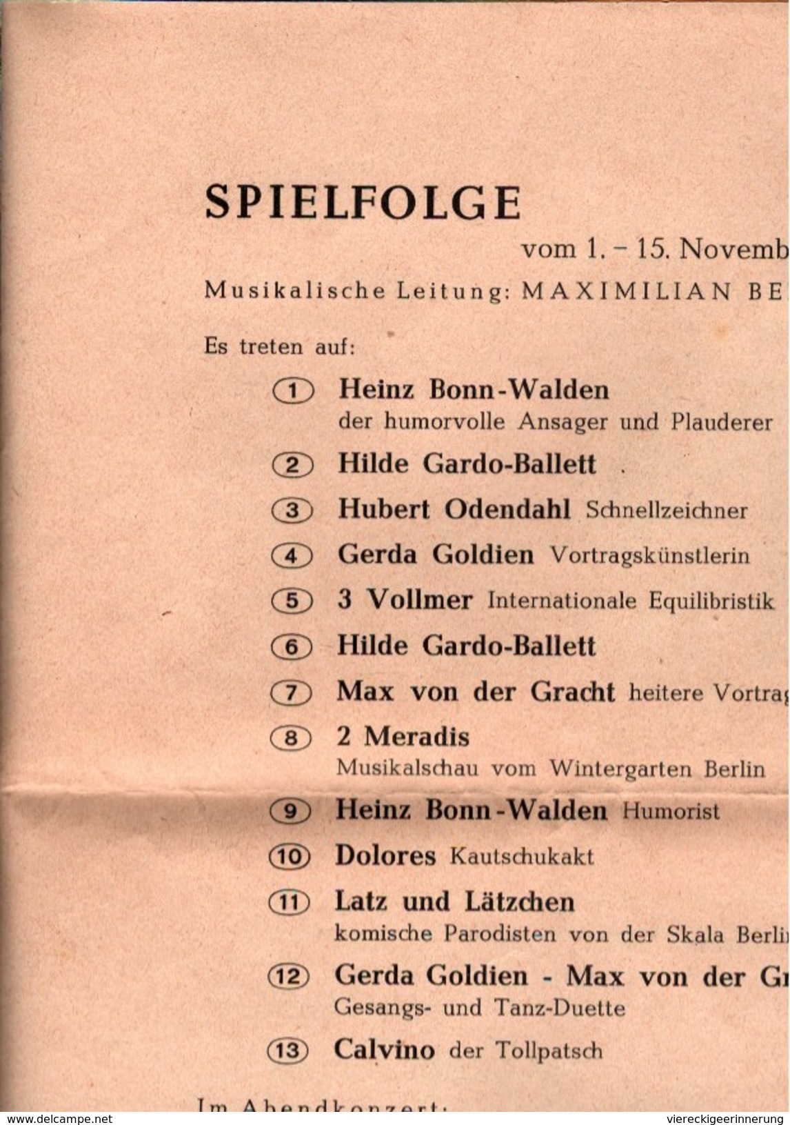 ! 1945 Programmheft Kleinkunstbühne Der Seidenfaden, Variete, Krefeld, Kultur, Niederrhein - Programme