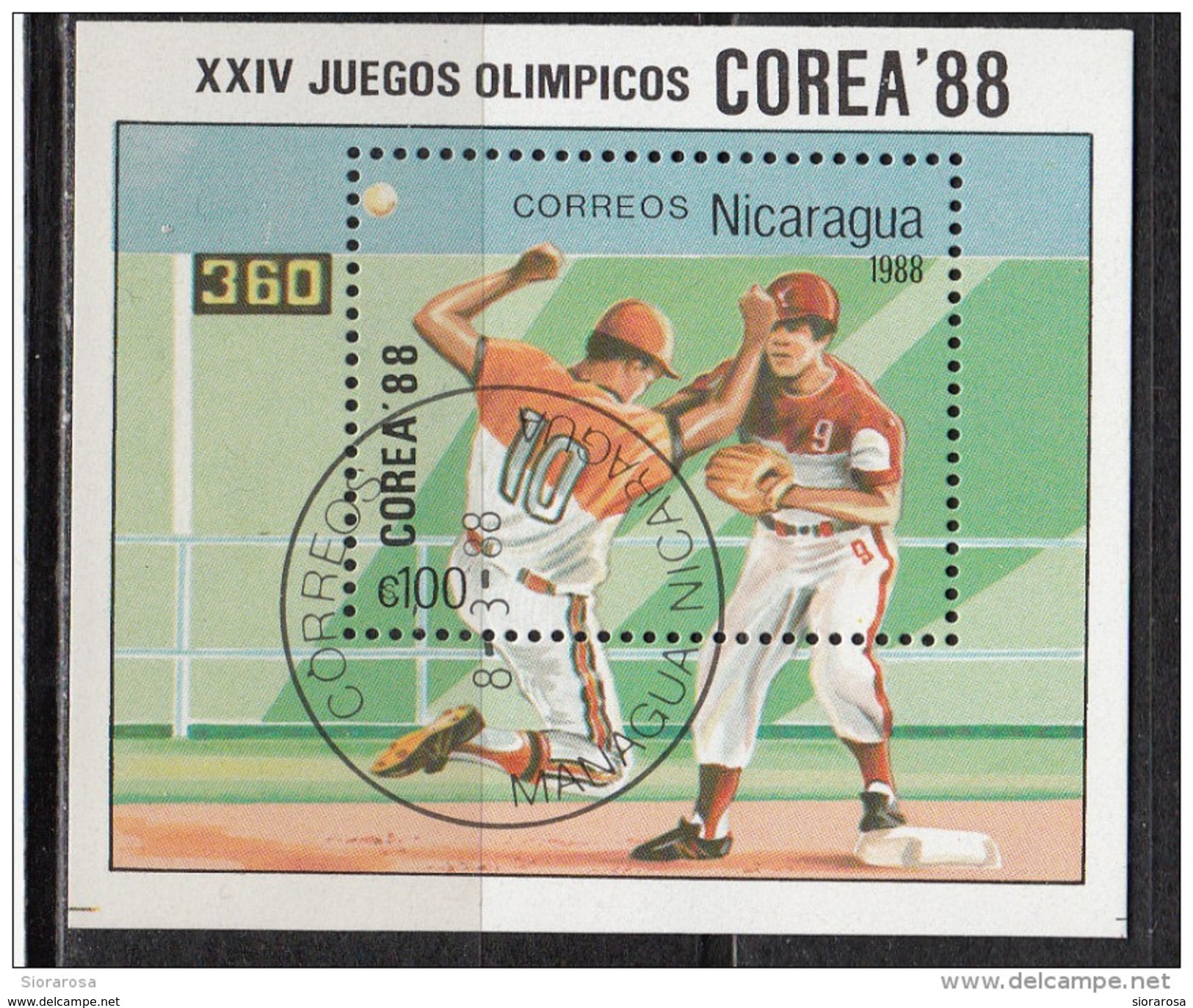 1692 Nicaragua 1988 Seul XXIV Jeux Olympiques Baseball  Sheet Nuovo Preobliterato Olimpiadi - Estate 1988: Seul