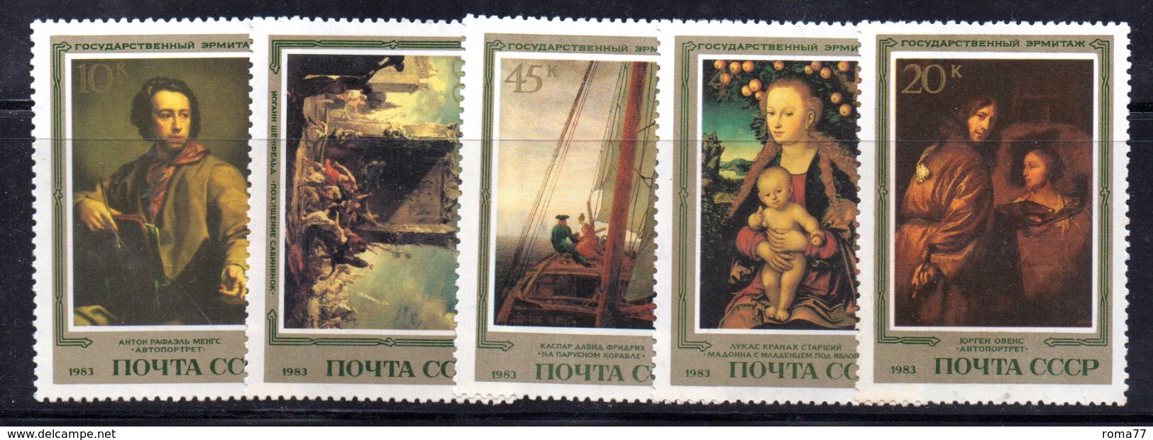 R189 - RUSSIA URSS 1983 , Unificato 5050/5054  *** MNH  Quadri Hermitage - Nuovi