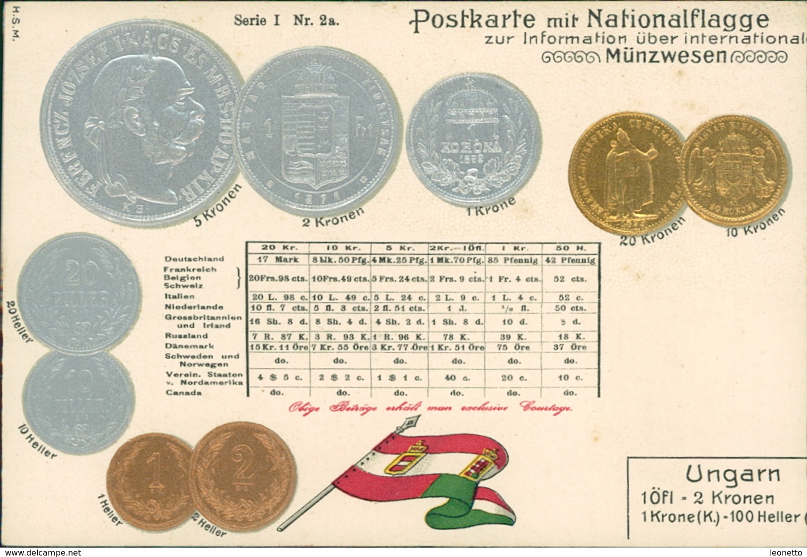 AK Münzen Coins Monnaie, Ungarn Hungary, Geprägt Embossed Gaufrée, Um 1908 (1770) - Monnaies (représentations)