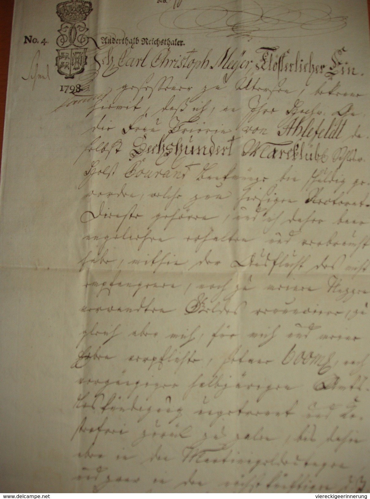 ! 1798 Obligation Aus Uetersen Schleswig-Holstein, Kirche, Old Paper Bond, Germany, Denmark - Sonstige & Ohne Zuordnung